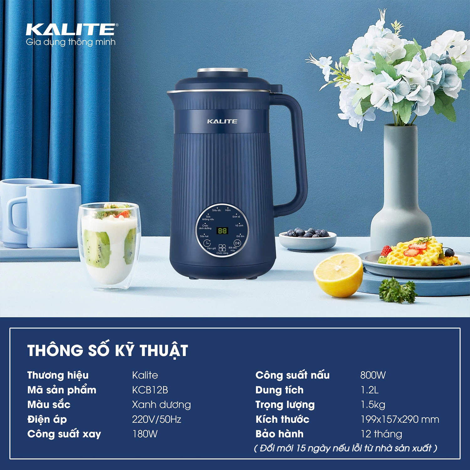 Máy làm sữa hạt mini Kalite KCB12B đa năng dung tích 1200ml - Ảnh 7