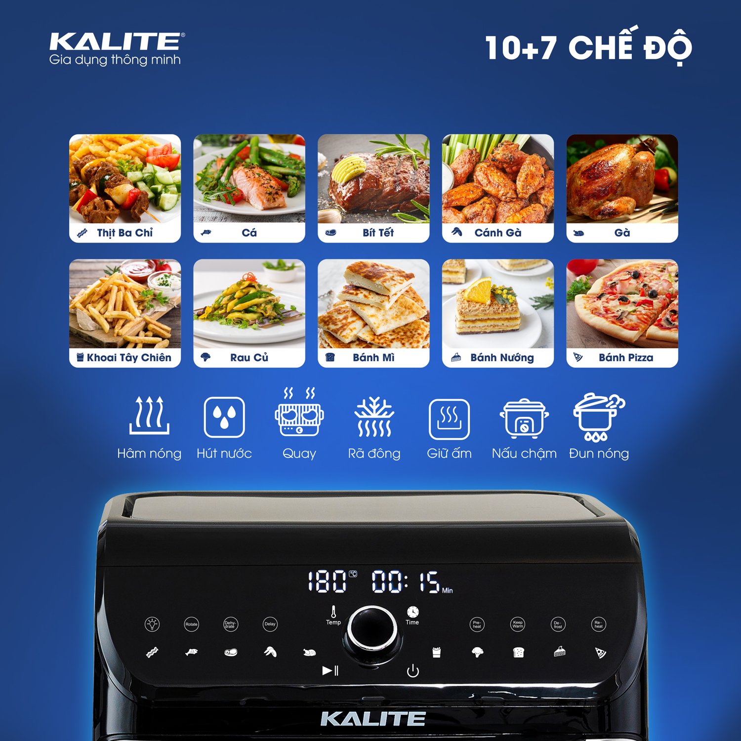 Nồi chiên không dầu KALITE KL-1200 12L giảm 95% chất béo - Ảnh 8