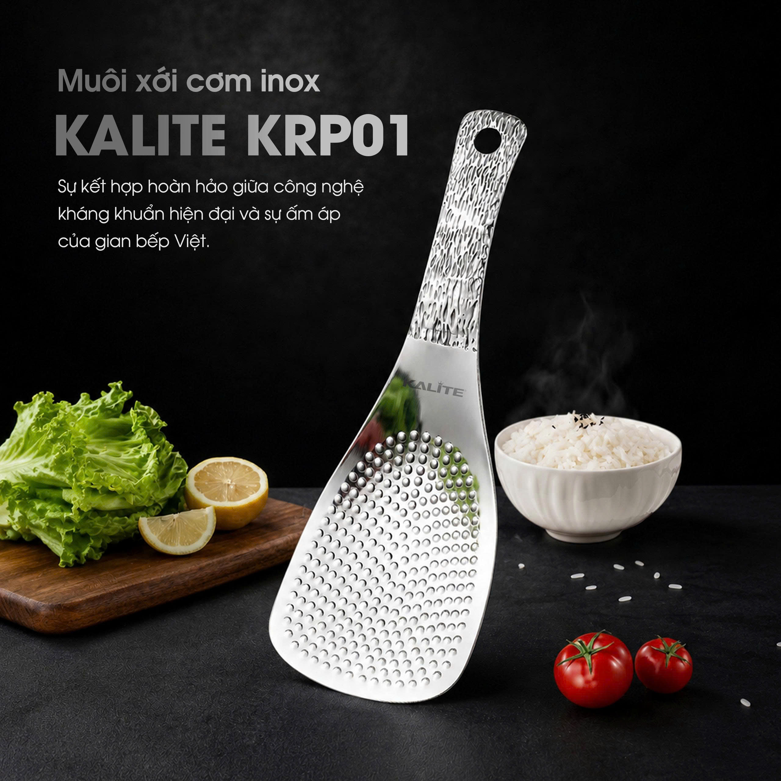 Muôi xới cơm inox 316 Kalite KRP01 kháng khuẩn, chống dính cơm - Ảnh 2