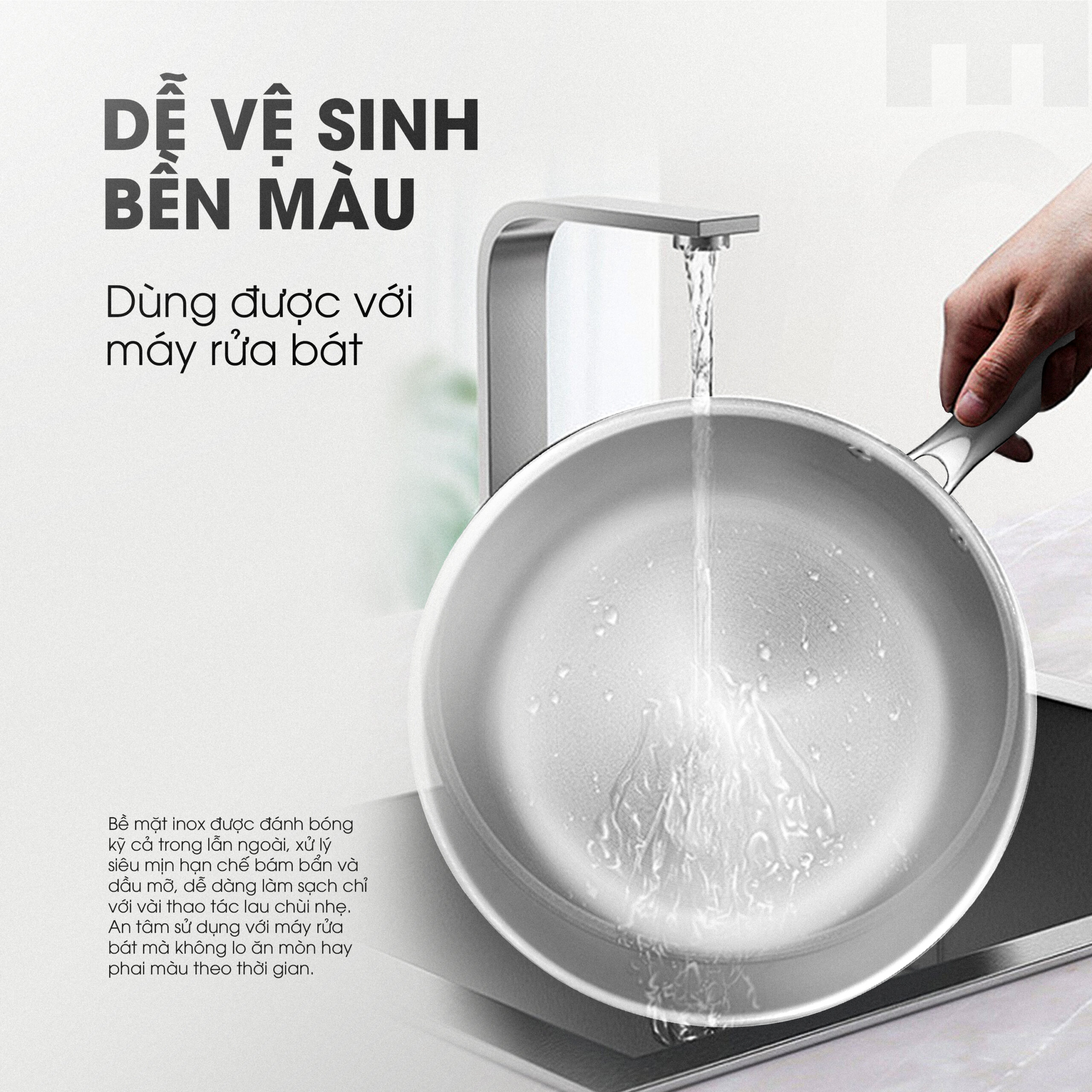 Chảo rán inox liền khối KALITE ECO26, inox 304, đáy 3 lớp, bắt từ tốt - Ảnh 5