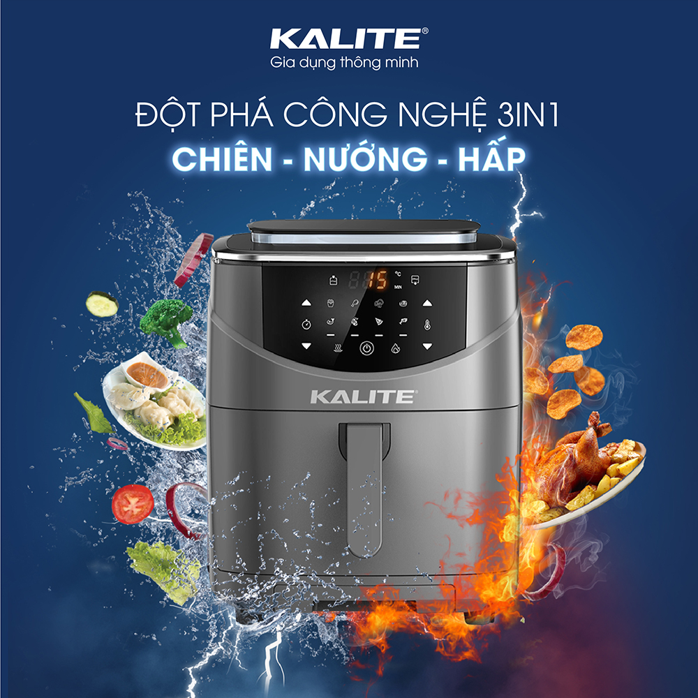 Nồi chiên hơi nước KALITE STEAM 7 chiên hấp 2 trong 1, dung tích 7 lít - Ảnh 3