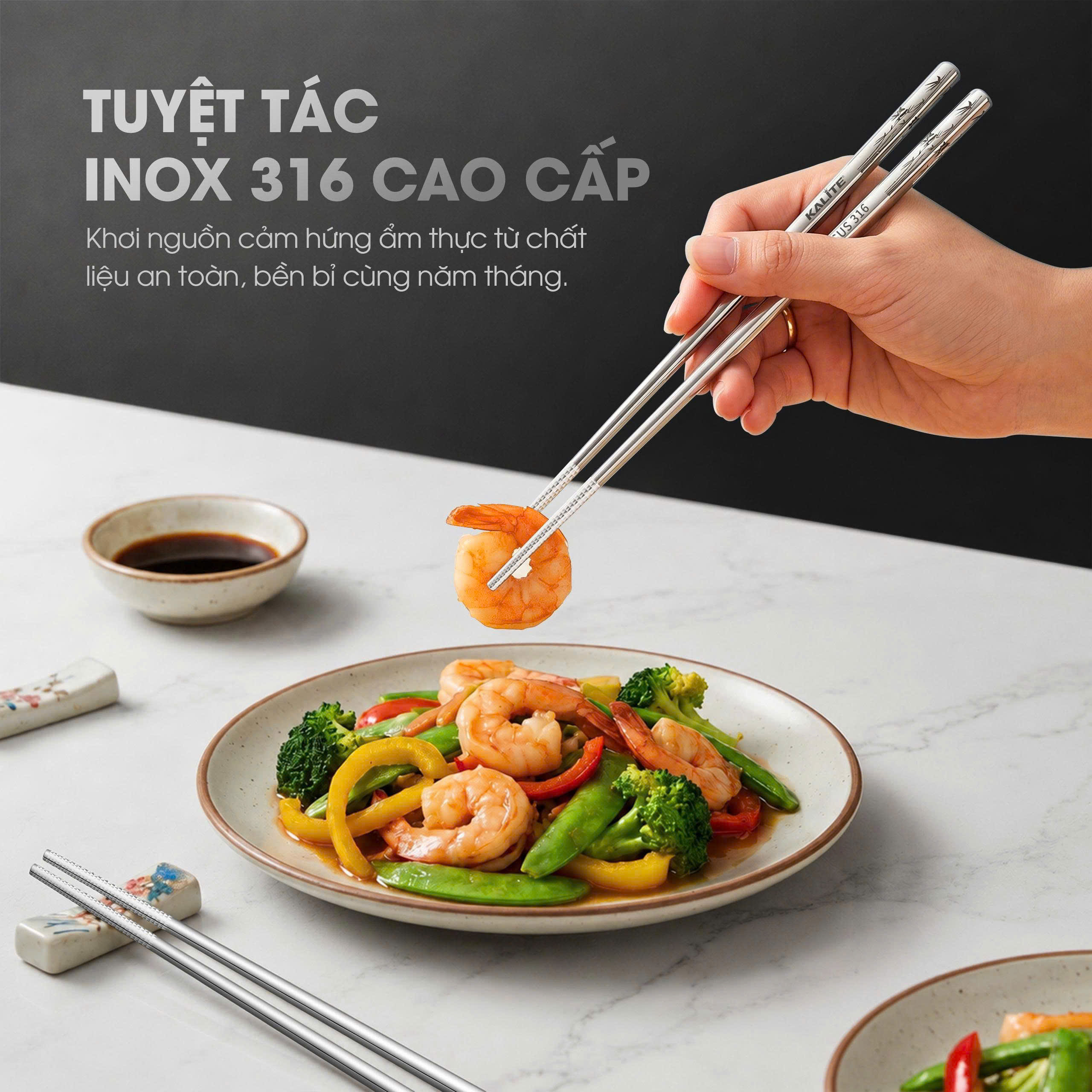 Bộ đũa inox 316 Kalite KCH01 chất liệu cao cấp kháng khuẩn - Ảnh 2
