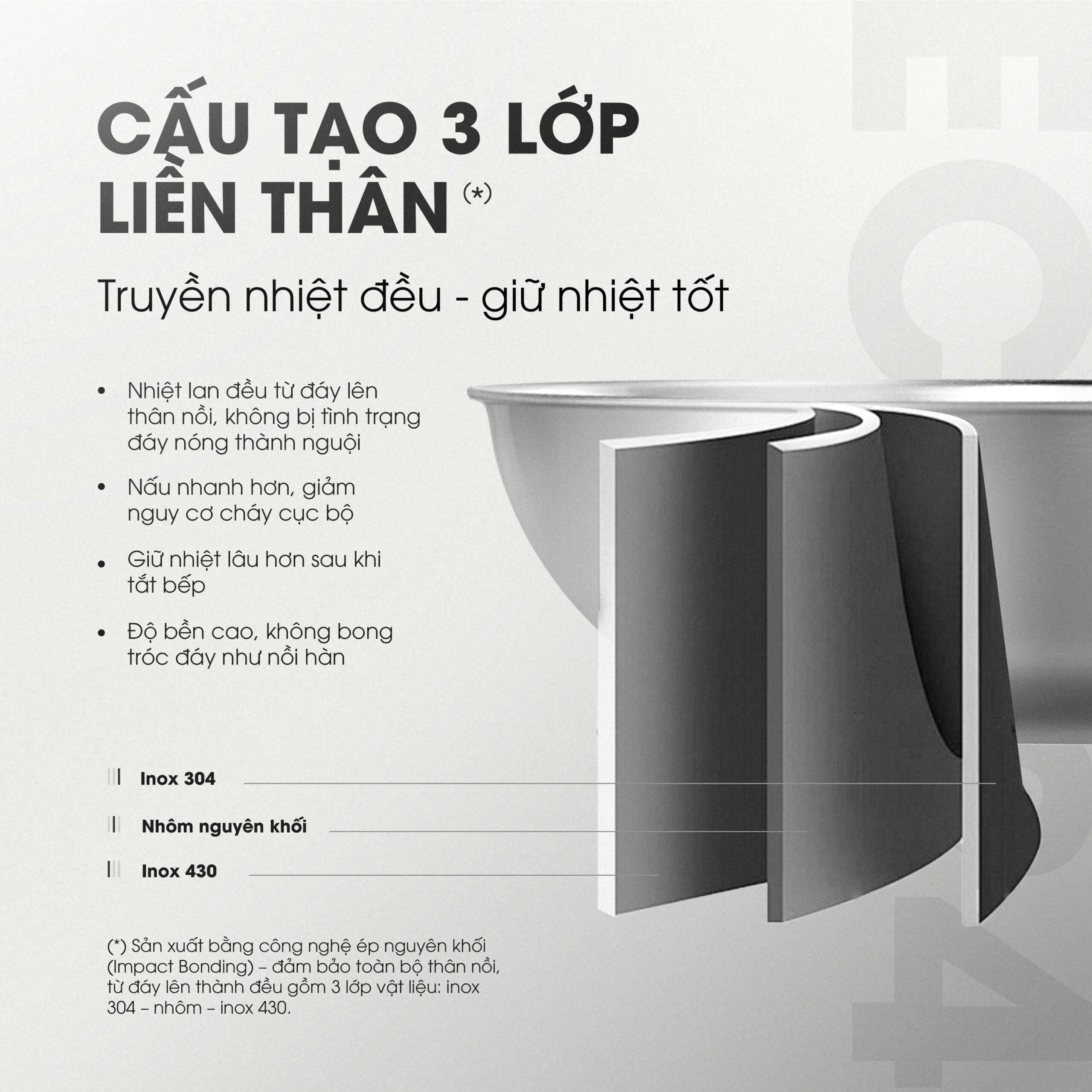 Chảo rán inox liền khối cao cấp KALITE ECO24, inox 304, đáy 3 lớp - Ảnh 4