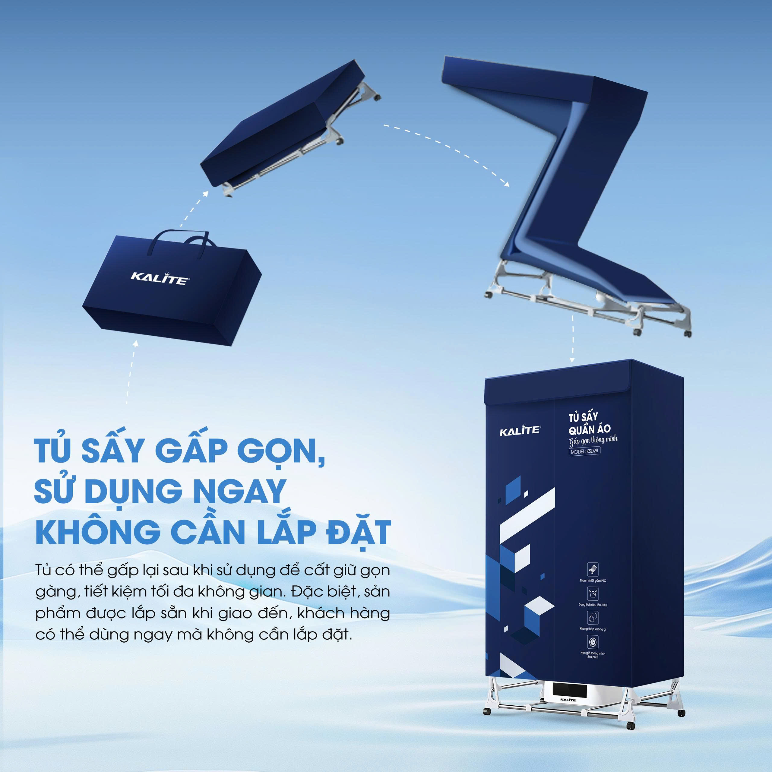 Tủ sấy quần áo KALITE KSD28, dung tích 600L, sấy khô nhanh - Ảnh 7