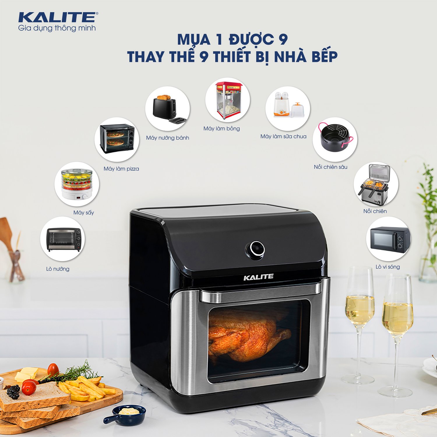 Nồi chiên không dầu KALITE KL-1200 12L giảm 95% chất béo - Ảnh 7