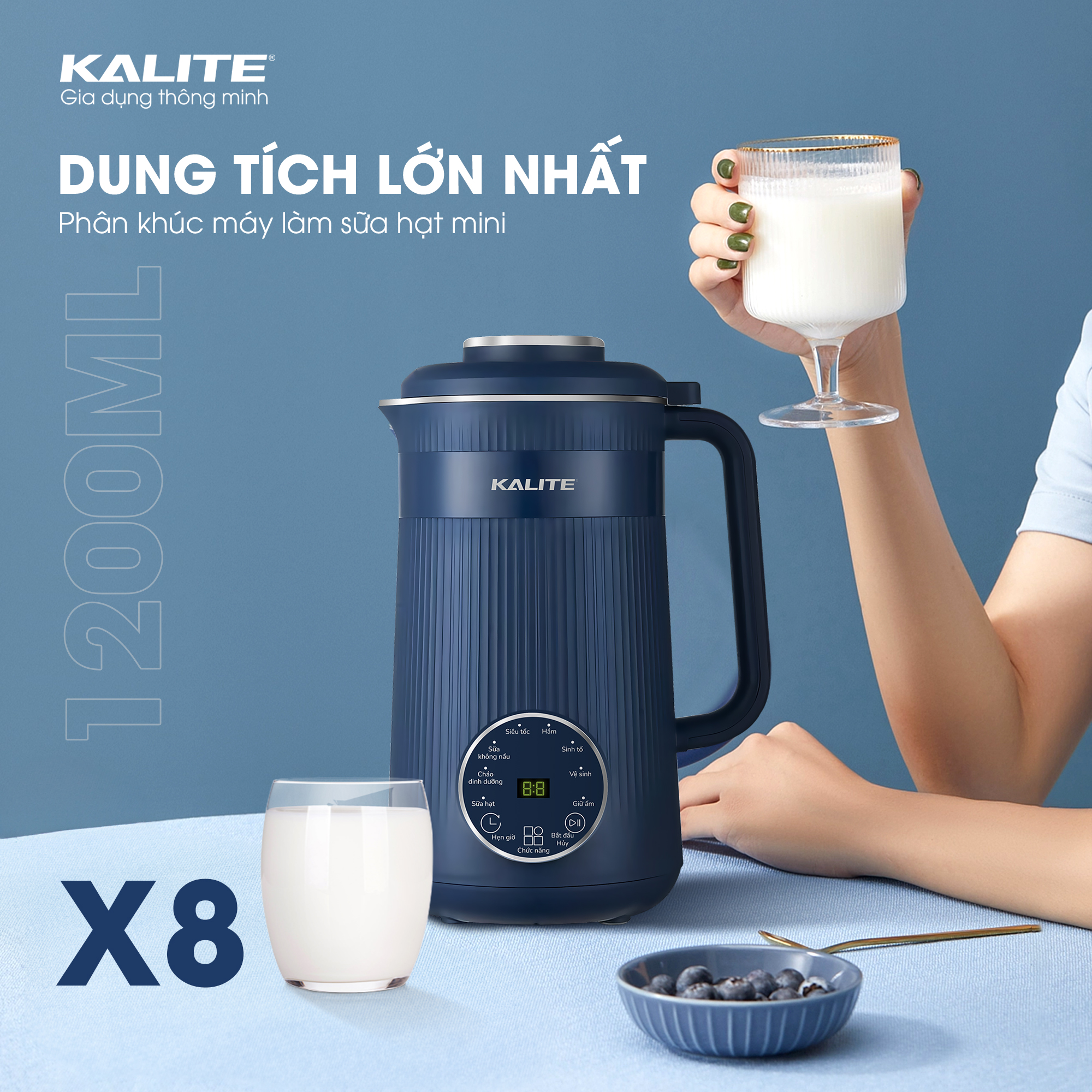 Máy làm sữa hạt mini Kalite KCB12B đa năng dung tích 1200ml - Ảnh 2
