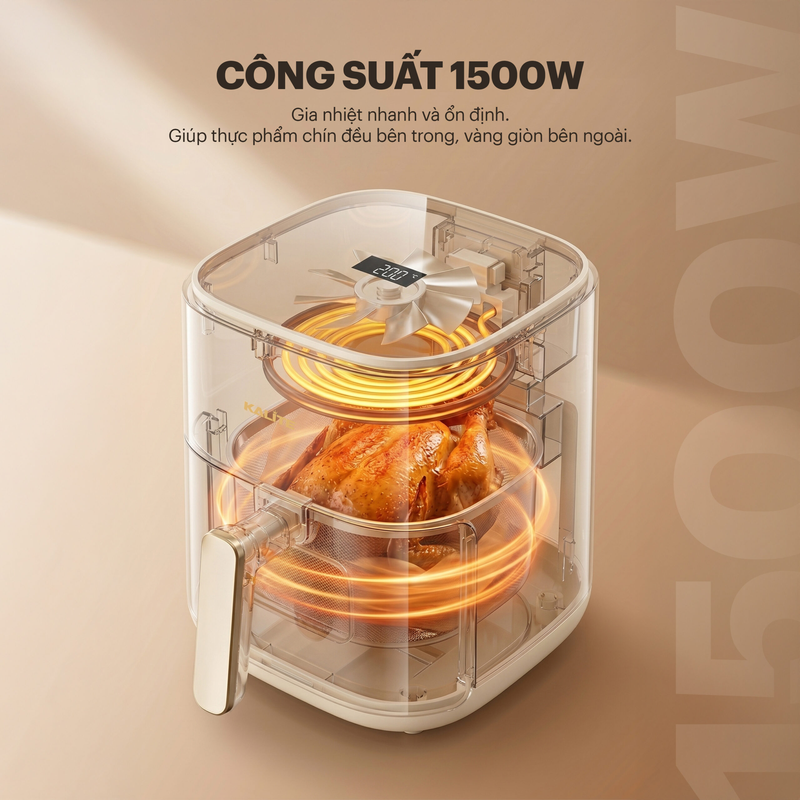 Nồi chiên không dầu 6L Kalite KL6100 – Chiên nướng ít dầu, nấu ăn tiện lợi (Hàng trả bảo hành) (Bản sao) - Ảnh 6