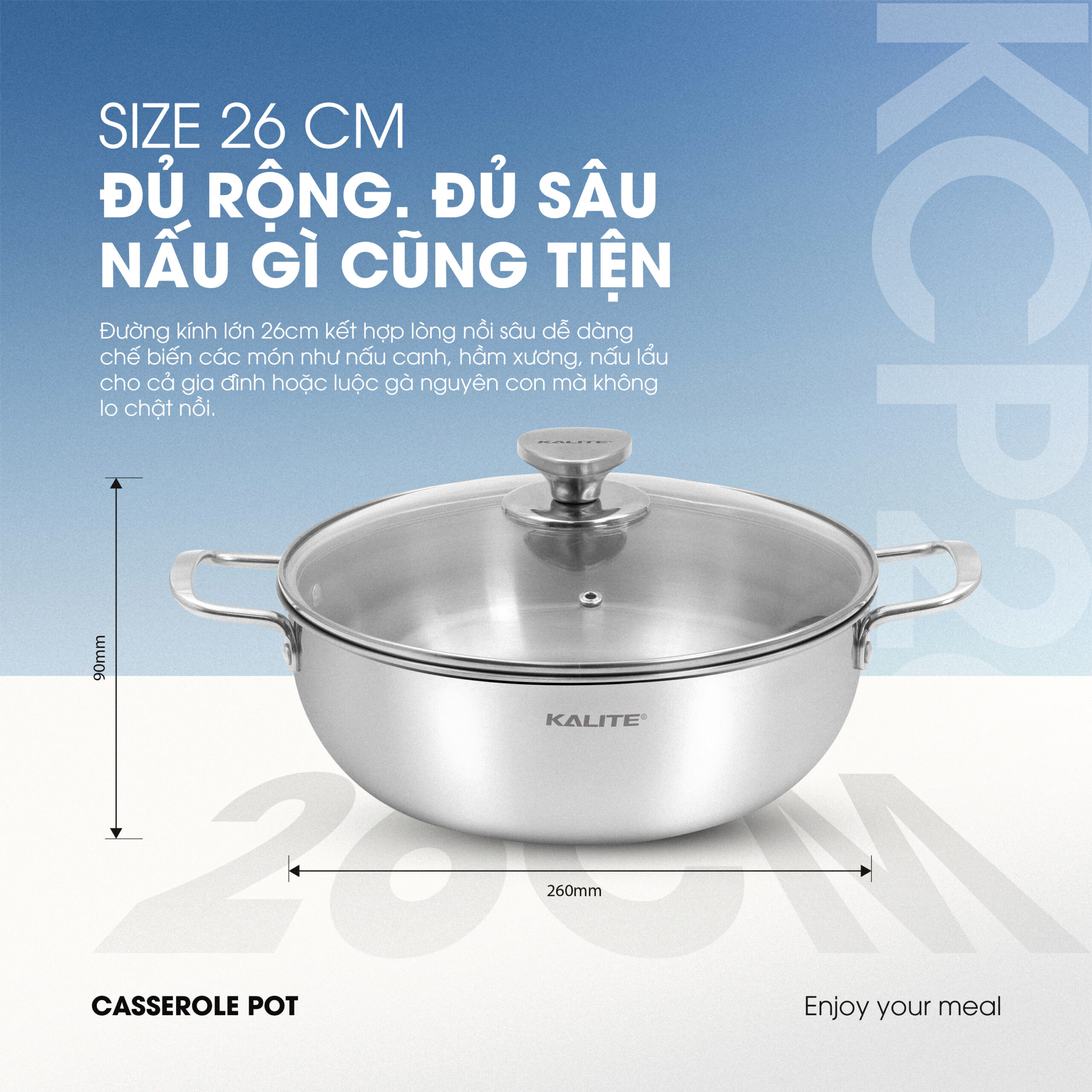 Nồi inox liền khối cao cấp đa năng KALITE KCP2602 - Size 26cm - Ảnh 14