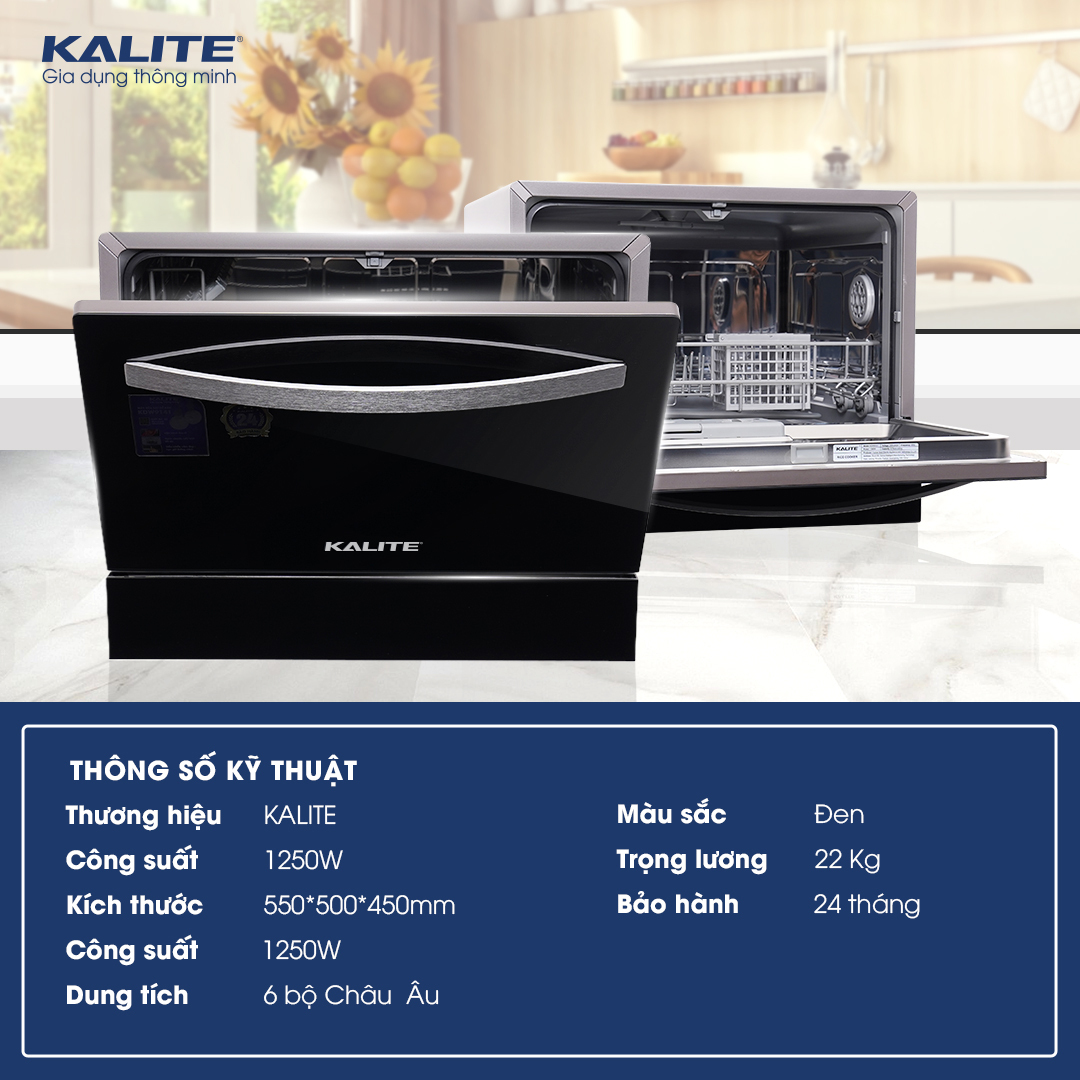 Máy rửa bát KALITE KDW9141 dung tích lớn, công suất mạnh làm sạch tối đa - Ảnh 2