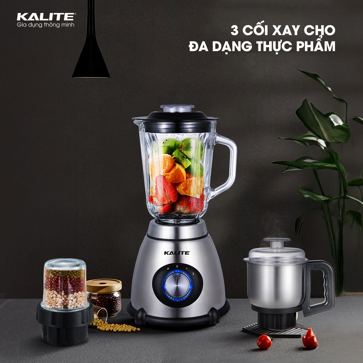 Máy xay sinh tố KALITE KLB630 3 cối xay động cơ đồng nguyên chất - Ảnh 4