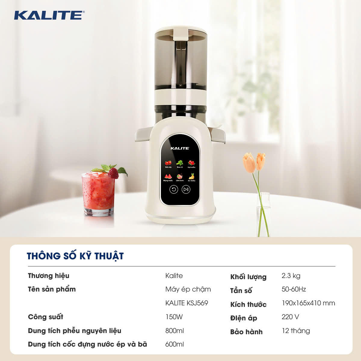 Máy ép chậm Kalite KSJ569 ép kiệt bã 99% tích hợp làm kem - Ảnh 15