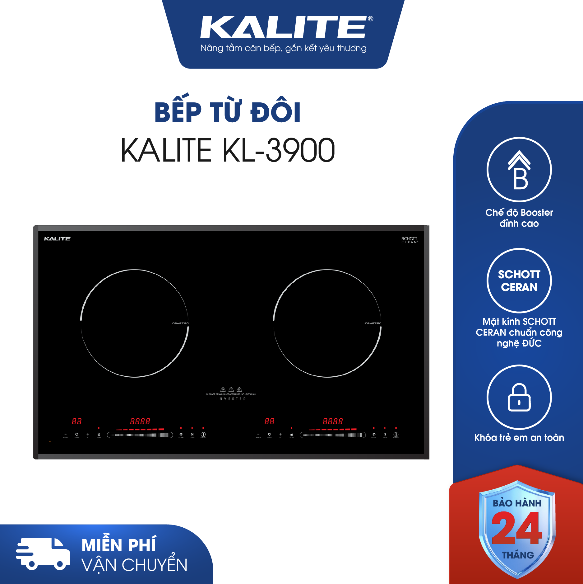 Bếp từ đôi KALITE KL-3900 công nghệ  hiện đại