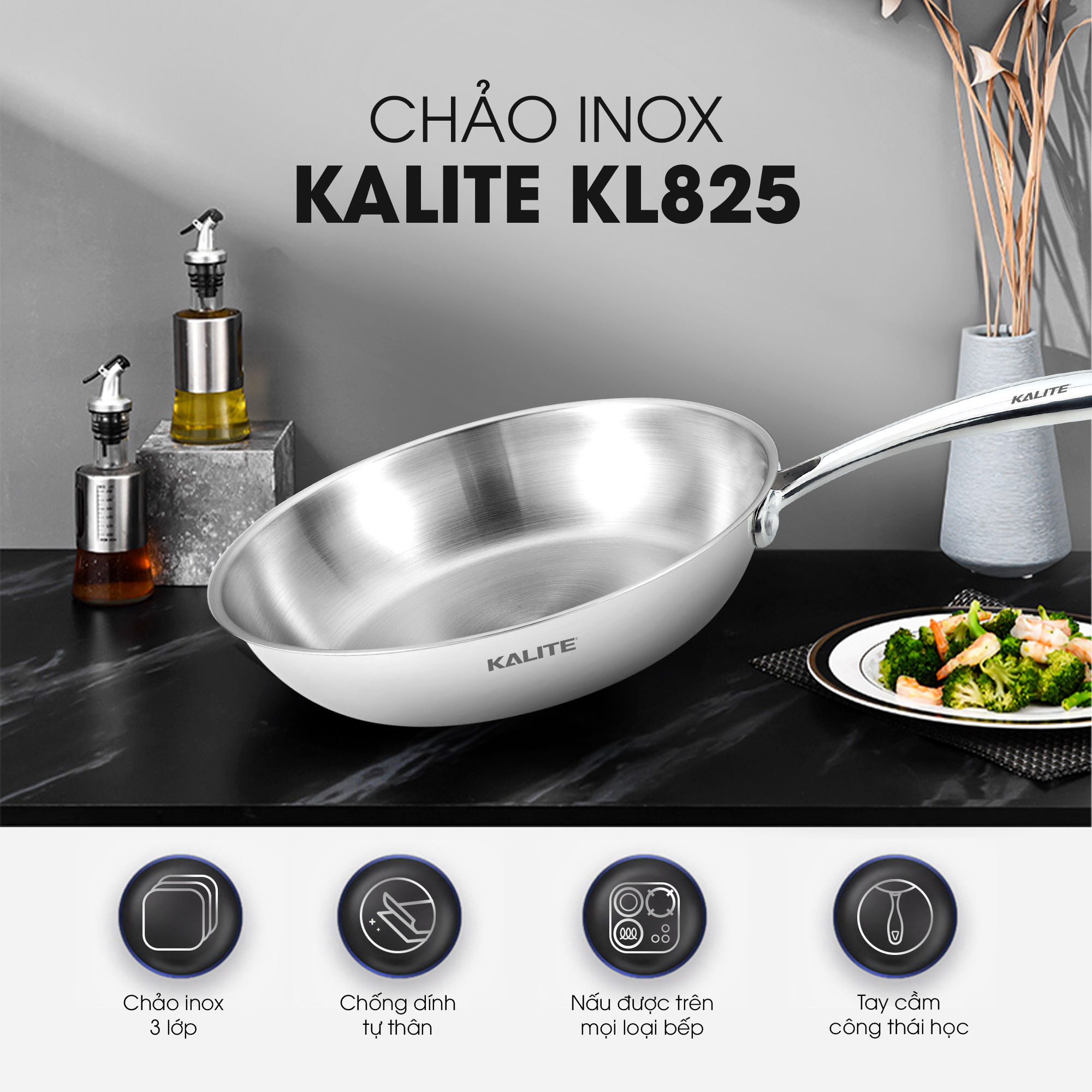 Chảo inox nguyên khối TRIPRO KALITE KL825 - Ảnh 2