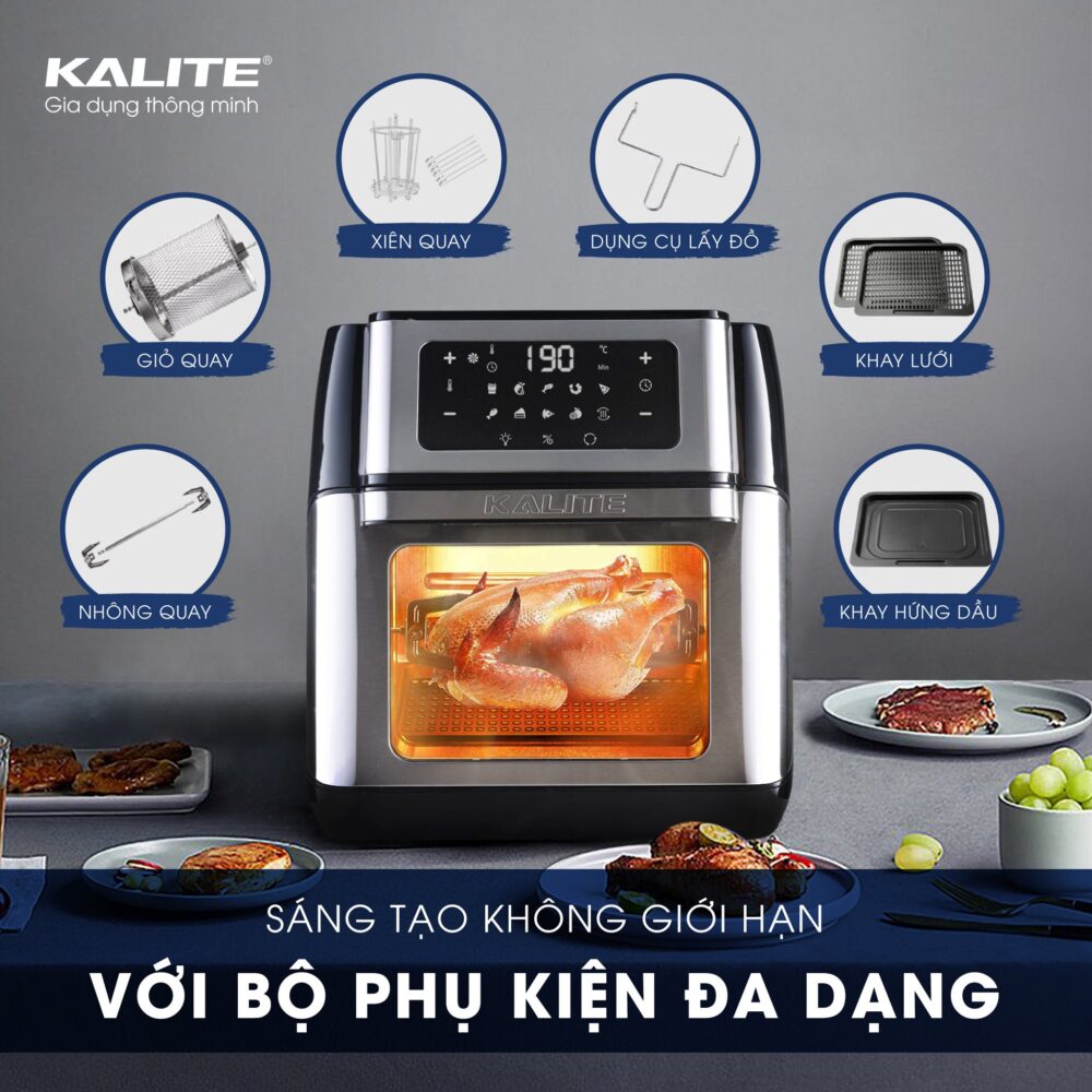 Nồi chiên không dầu KALITE Q10 10 lít, trục xiên quay, nhiều phụ kiện - Ảnh 4