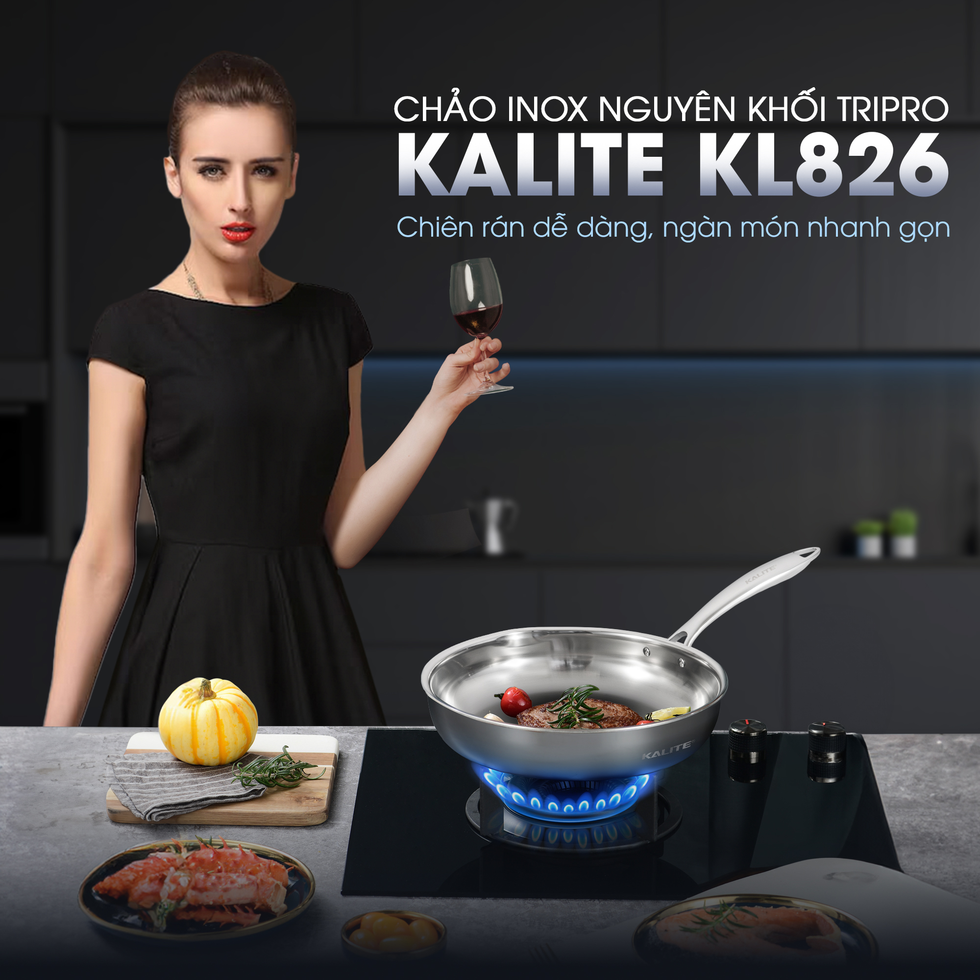 Chảo inox nguyên khối TRIPRO KALITE KL826 26cm - Ảnh 2