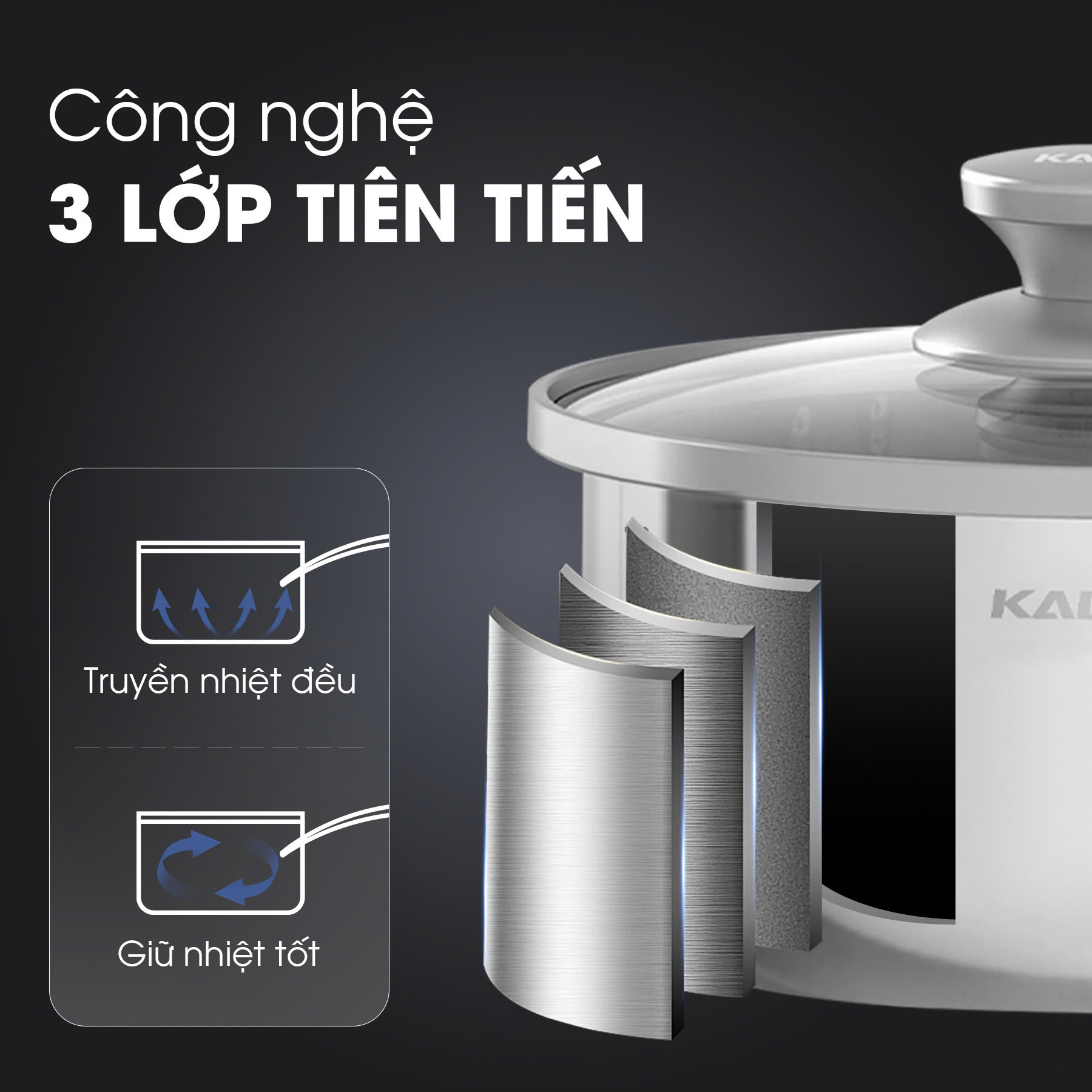 Quánh inox Kalite KSP1601 3 Lớp Cao Cấp - Ảnh 3