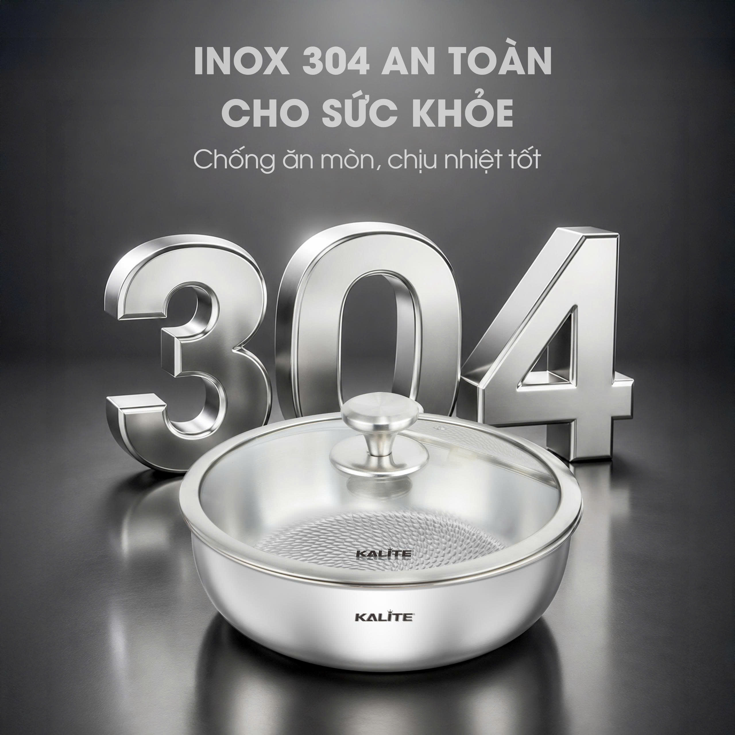 Bộ nồi chảo inox liền khối cán rời Kalite Lumia KCS568 công nghệ vân vảy cá - Ảnh 4