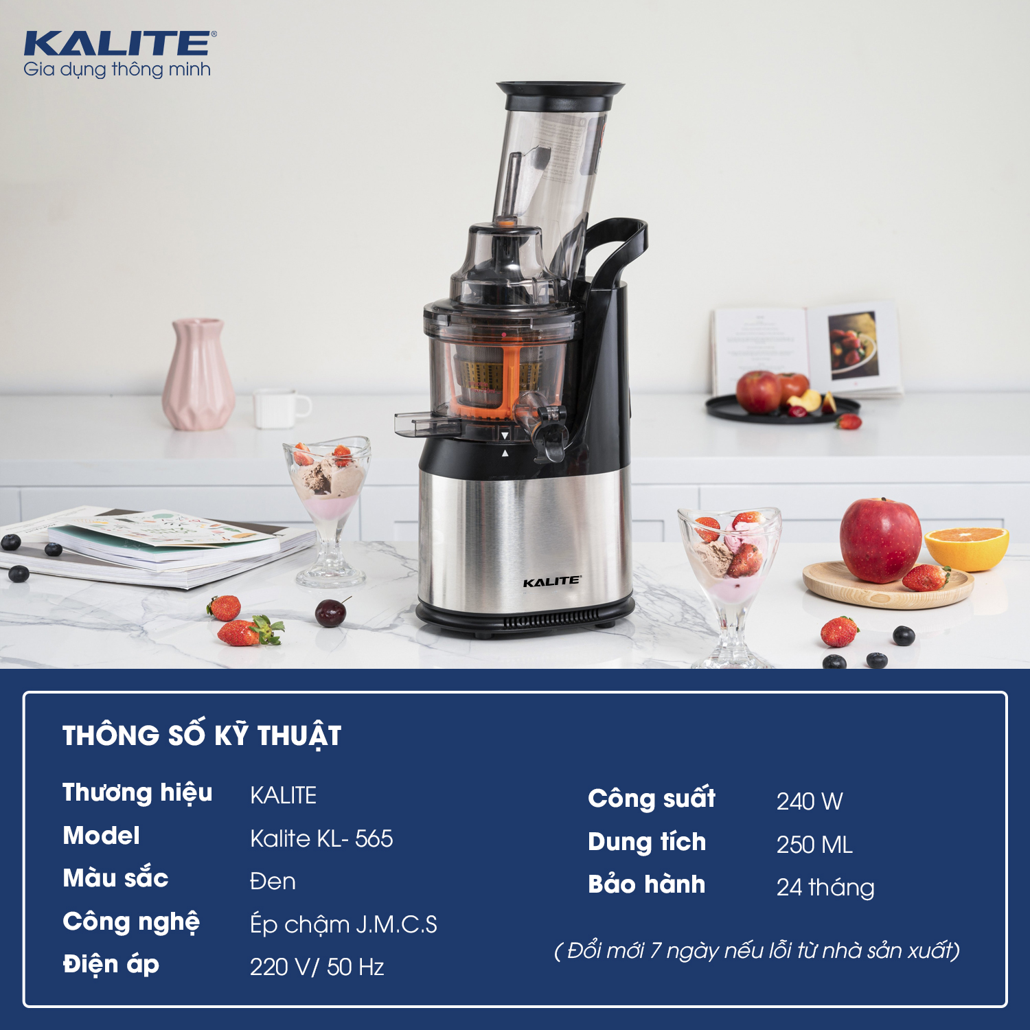 Máy ép chậm KALITE KL-565 kiệt bã, êm ái, bền bỉ - Ảnh 2