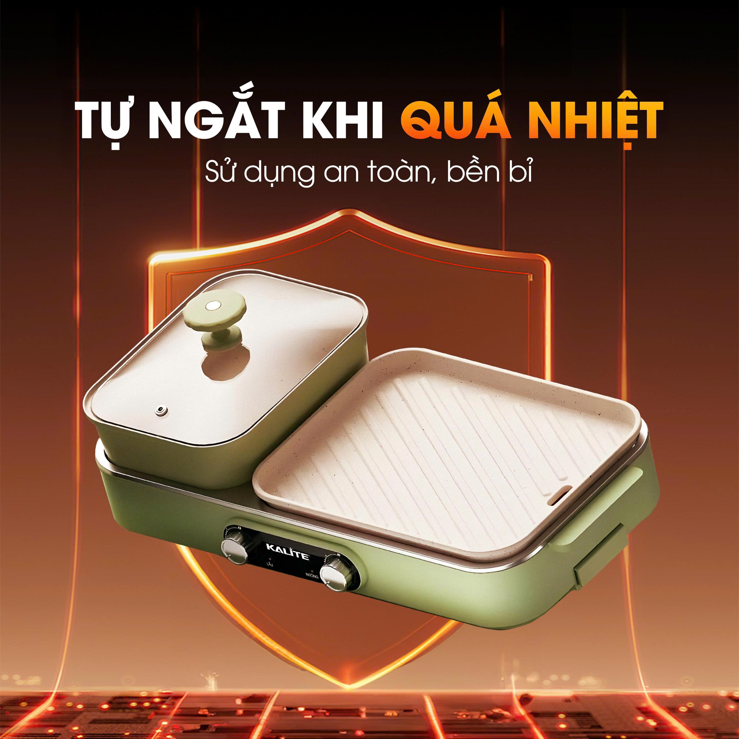 Bếp lẩu nướng 2in1 Kalite KLG333, công suất 1800W - Ảnh 6
