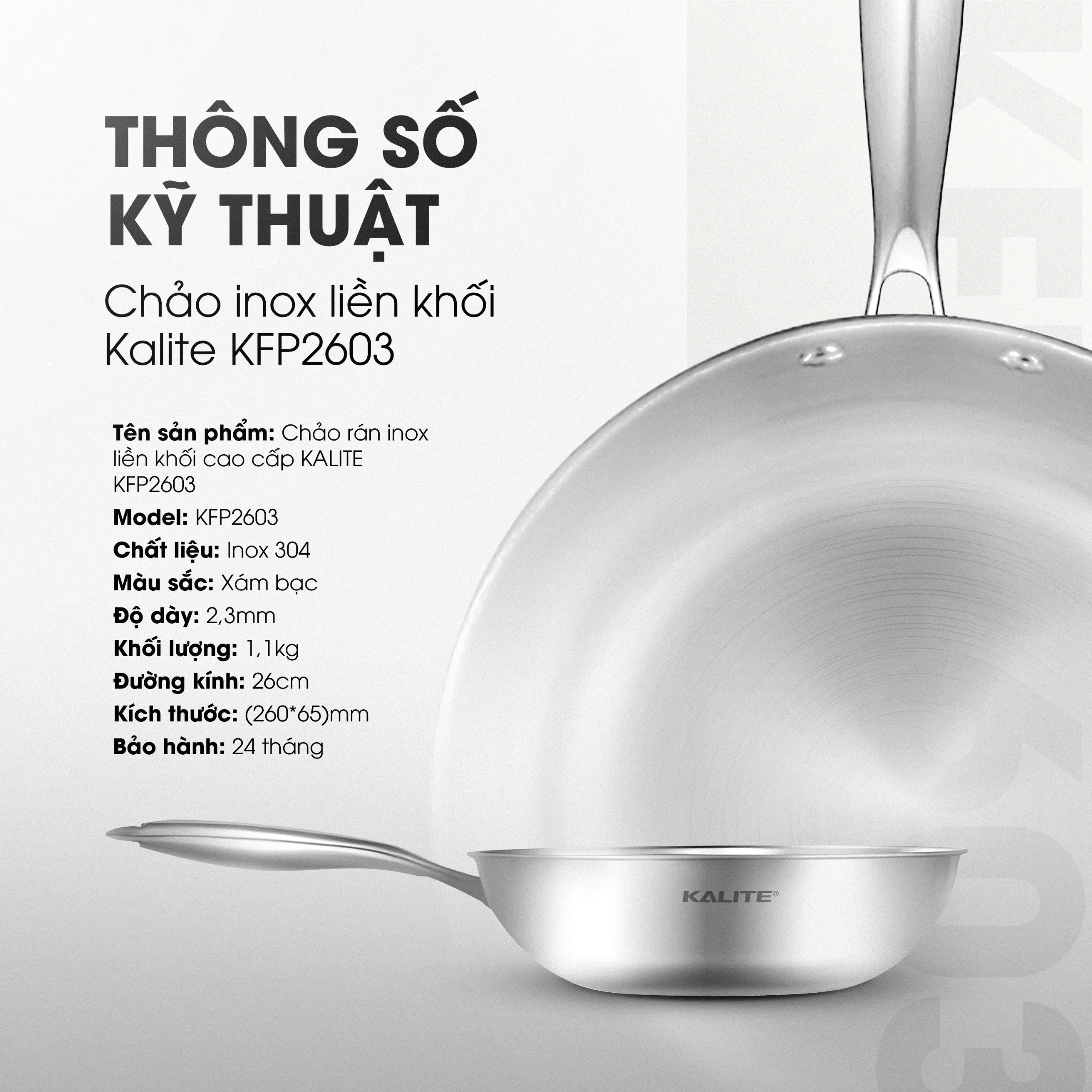 Chảo rán inox liền khối cao cấp KALITE KFP2603 - Size 26cm - Ảnh 16