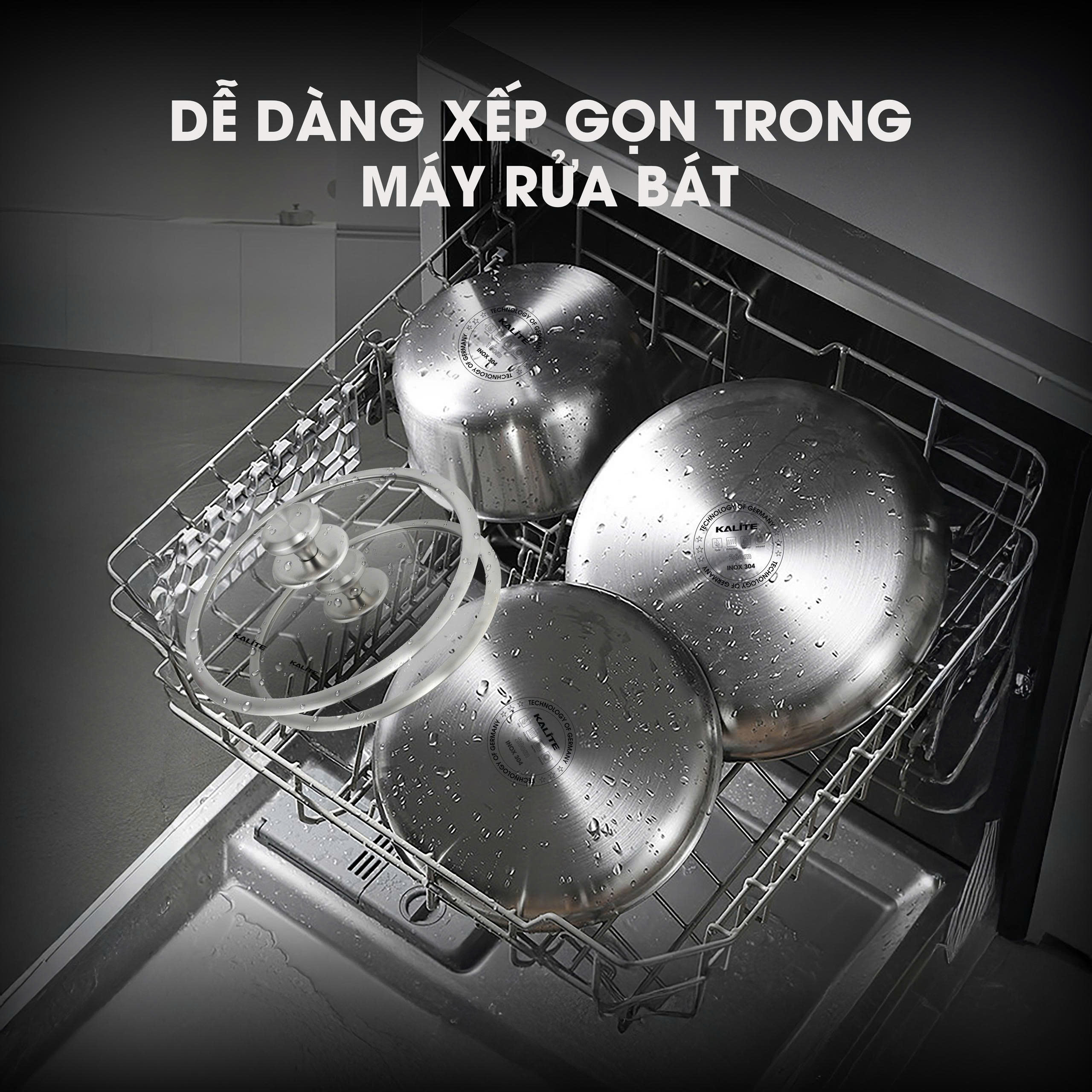 Bộ nồi chảo inox liền khối cán rời Kalite Lumia KCS568 công nghệ vân vảy cá - Ảnh 8
