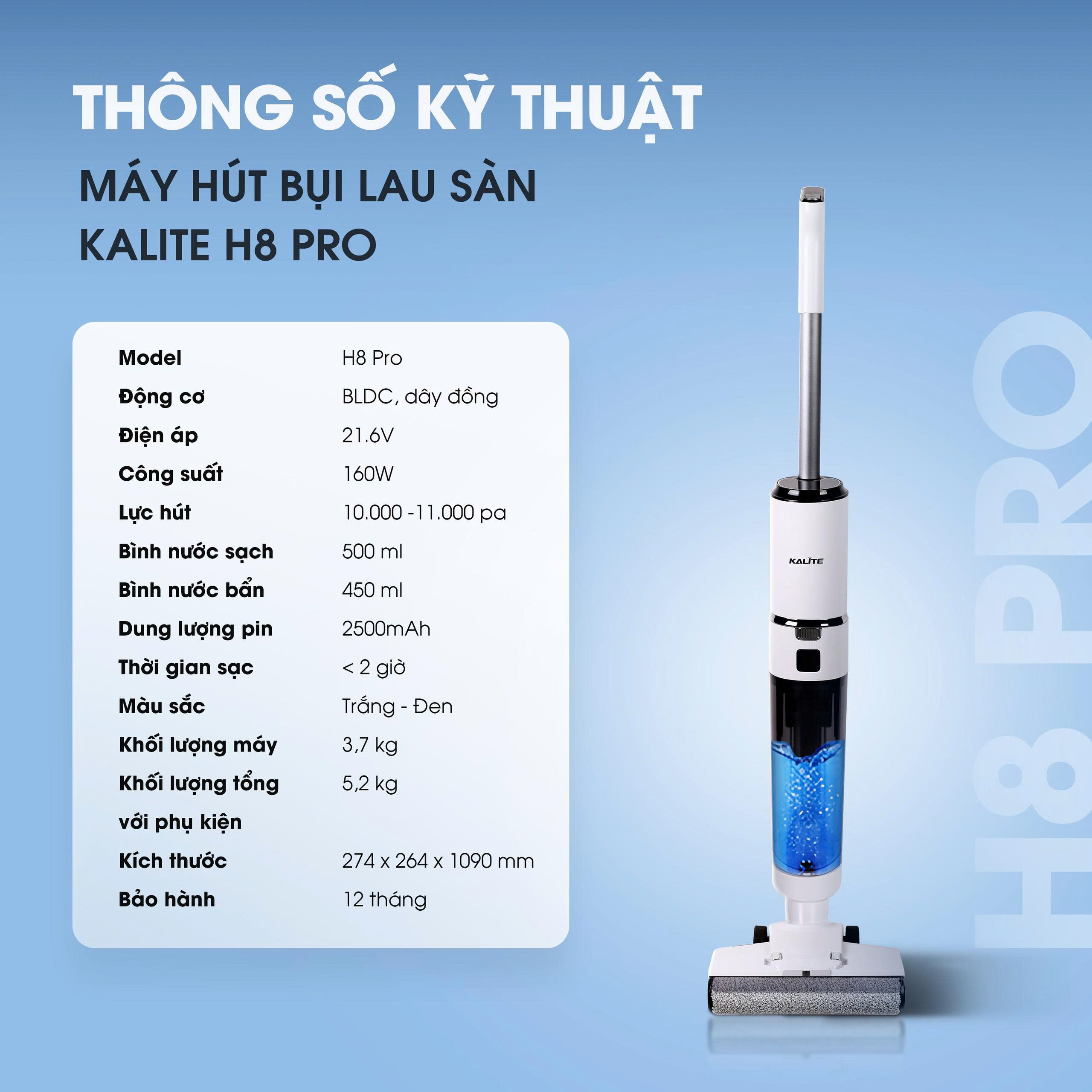 Máy hút bụi lau sàn Kalite H8 Pro - Ảnh 3