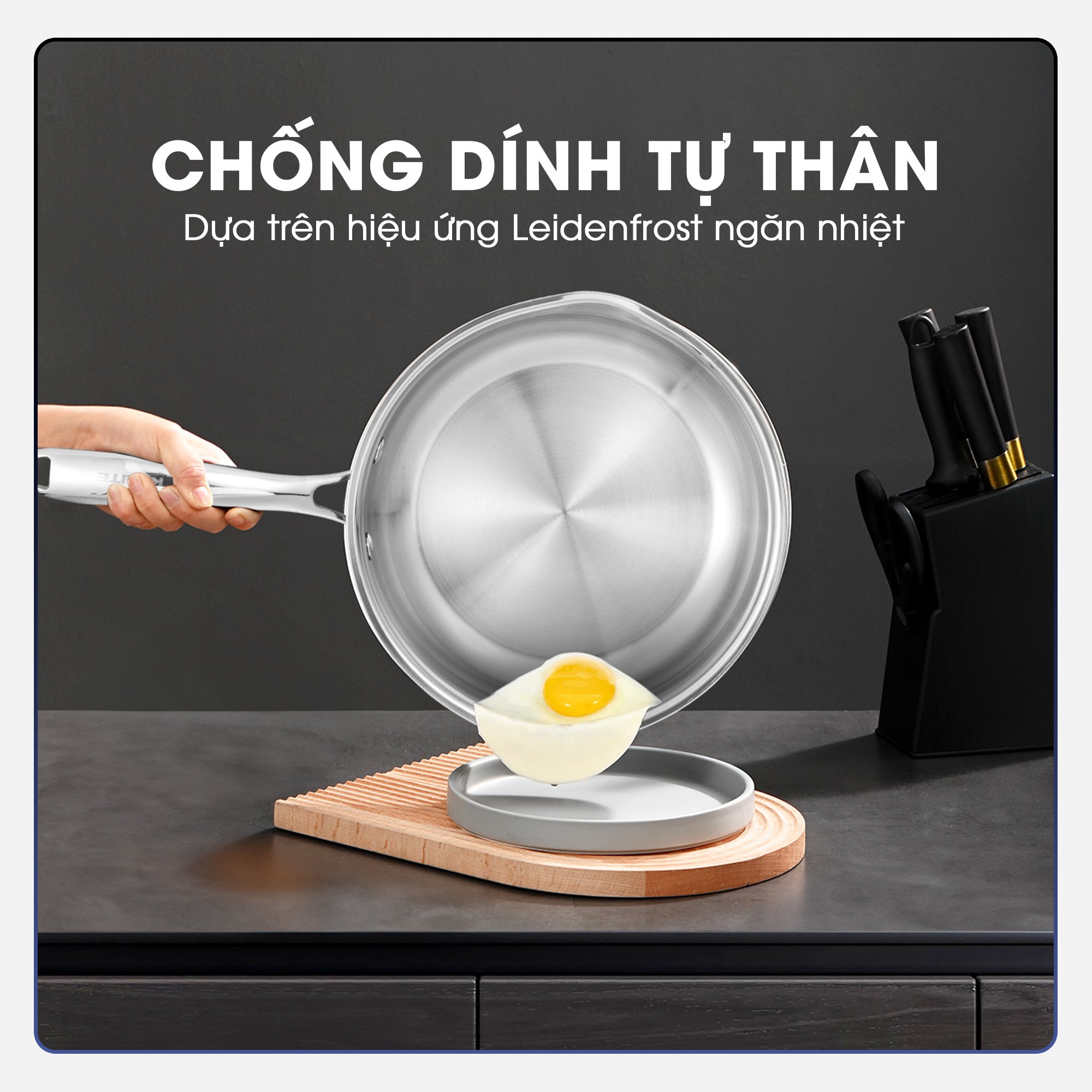 Chảo inox nguyên khối TRIPRO KALITE KL826V chống dính tự thân - Ảnh 5
