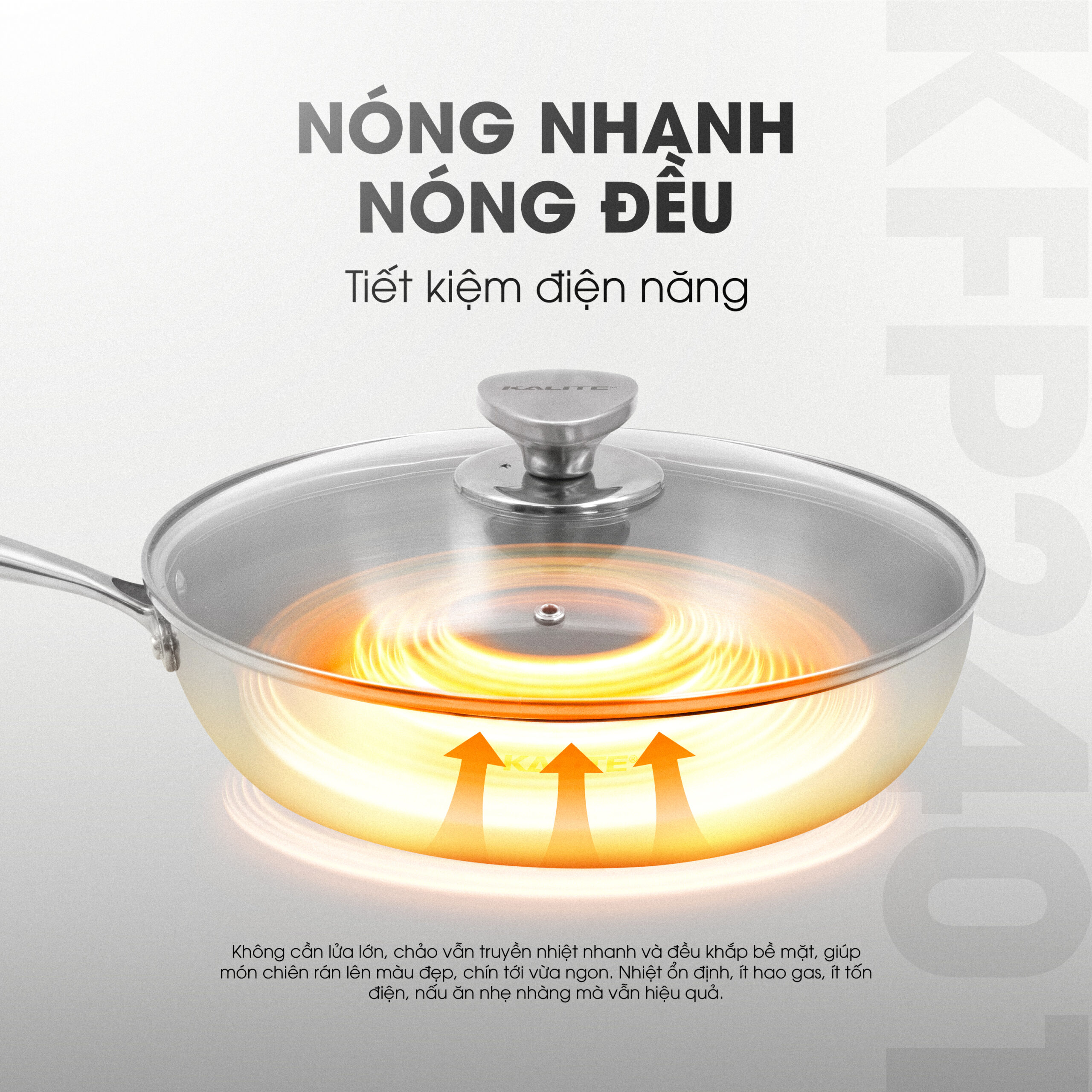 Chảo rán inox liền khối KALITE KFP2401 - Vung kính chịu lực - Ảnh 8