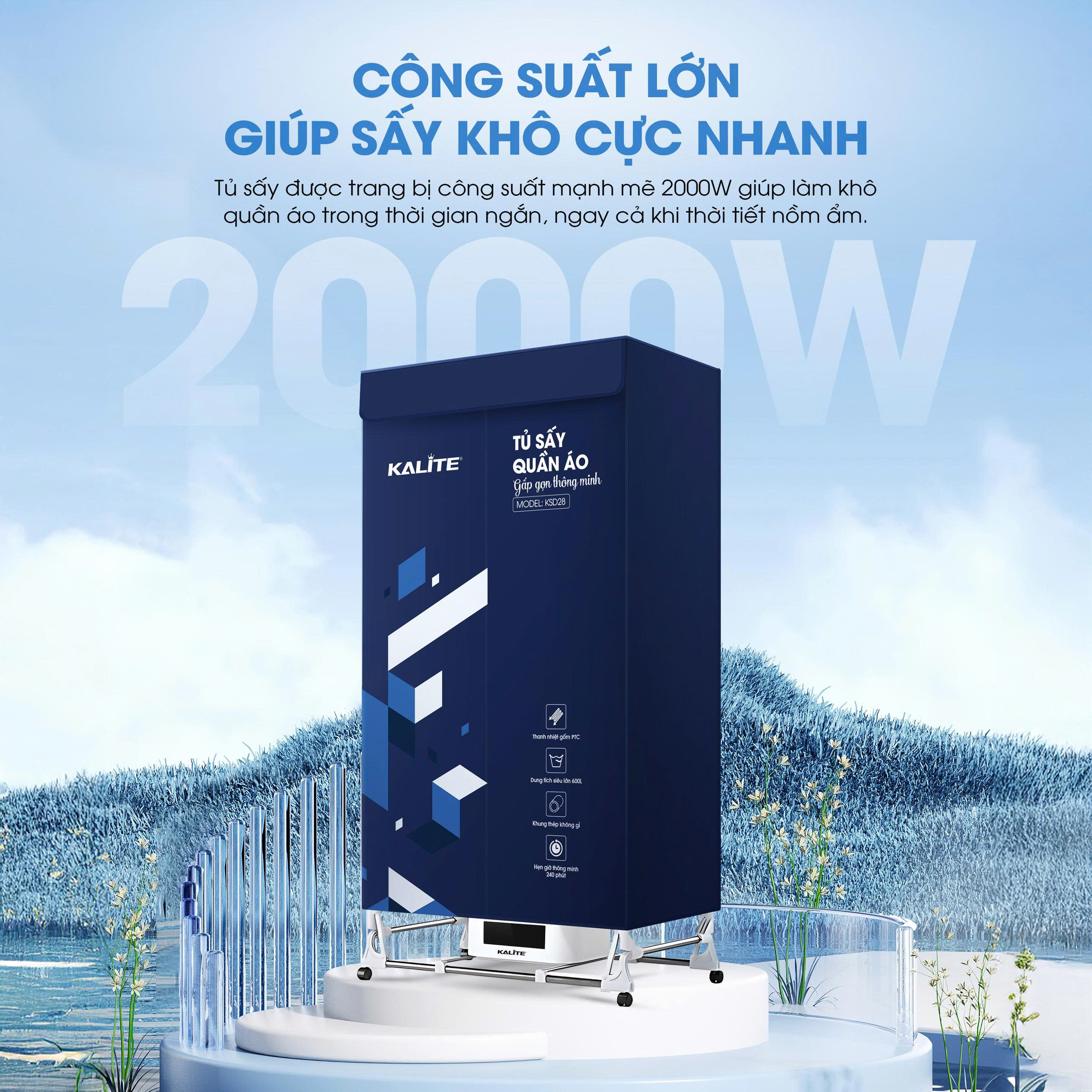 Tủ sấy quần áo KALITE KSD28, dung tích 600L, sấy khô nhanh - Ảnh 2