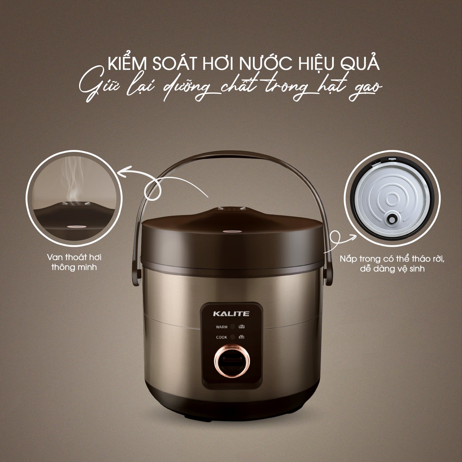 Nồi cơm điện KALITE KRC8018 lòng gốm Ceramic chống dính chống xước - Ảnh 13