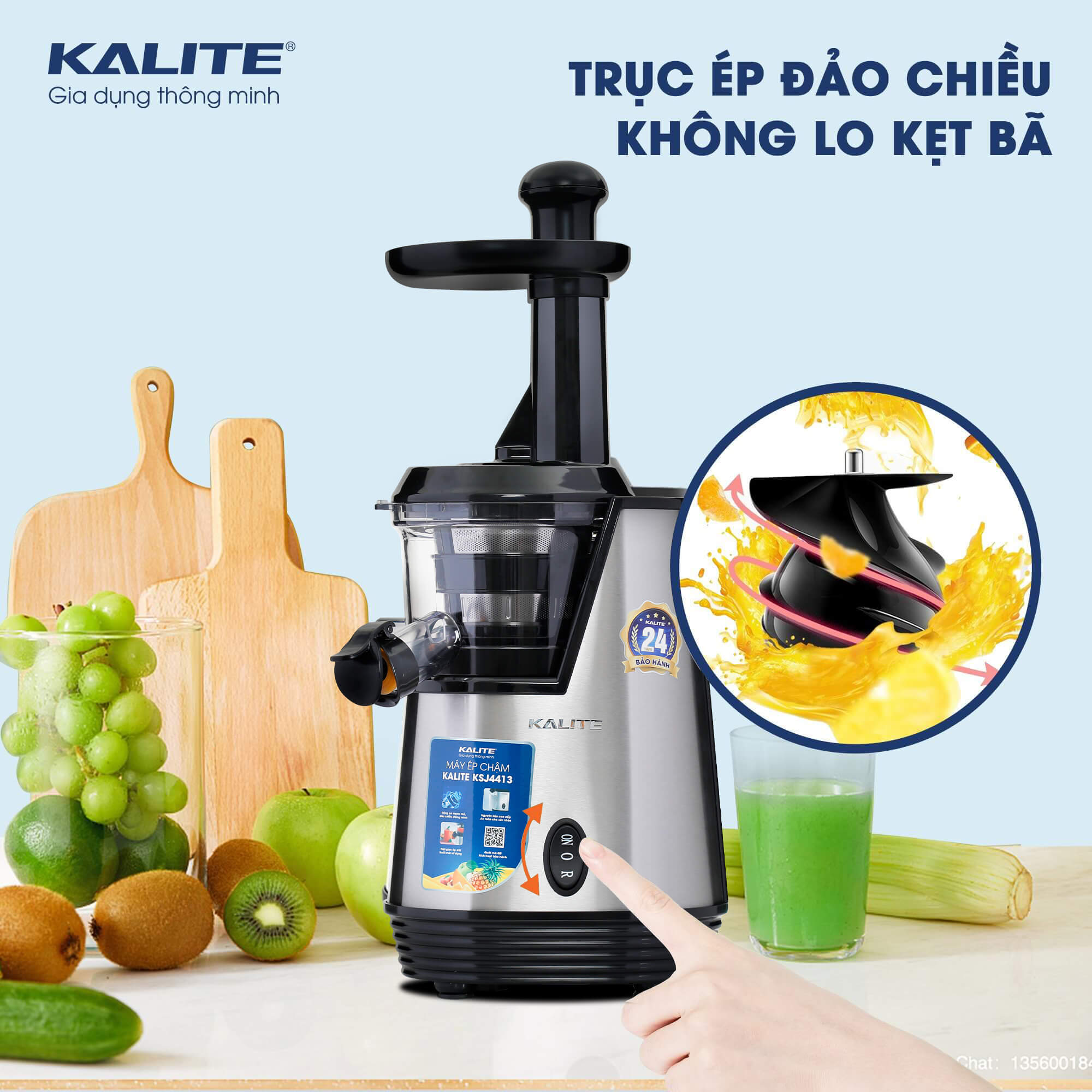 Máy ép chậm KALITE KSJ4413 cao cấp ép kiệt bã không sinh nhiệt - Ảnh 7