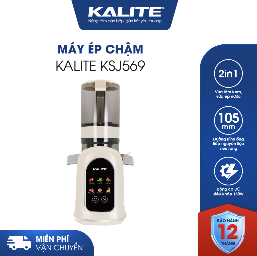 Máy ép chậm Kalite KSJ569 ép kiệt bã 99% tích hợp làm kem