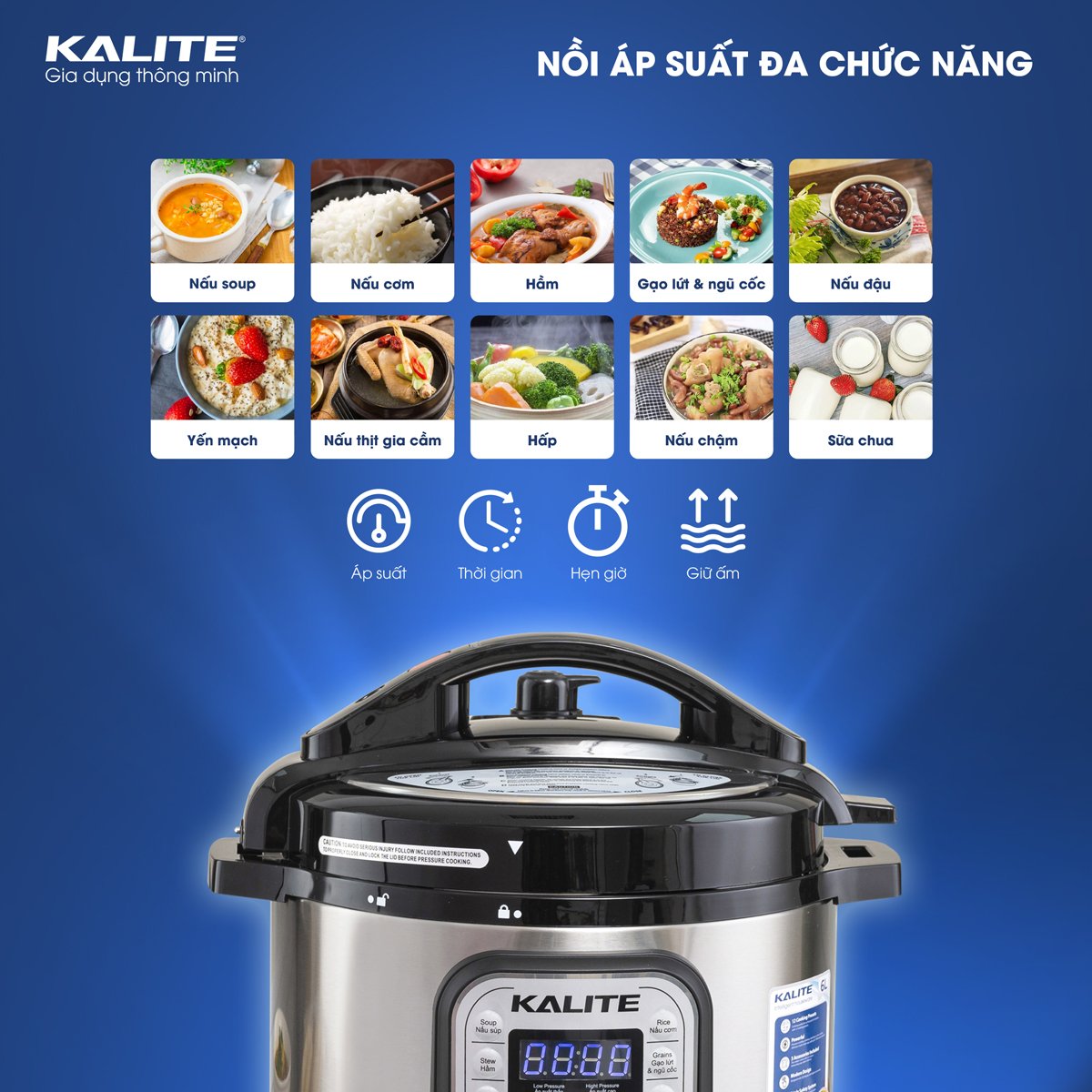 Nồi áp suất điện KALITE KL-636 đa năng 5in1, dung tích 6L - Ảnh 10