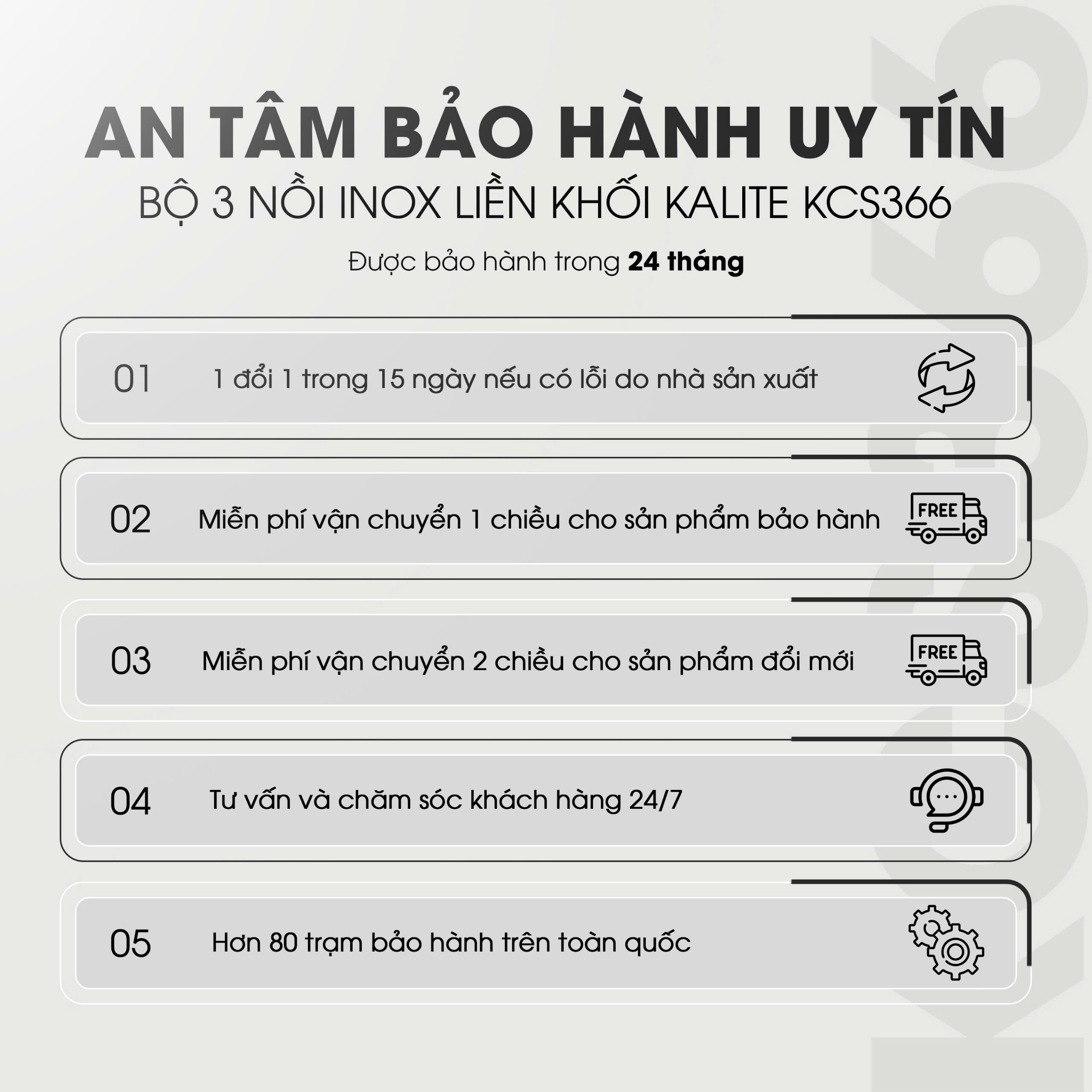 Bộ 3 nồi inox liền khối KALITE KCS366 - Bộ 3 size 18-20-24cm - Ảnh 19