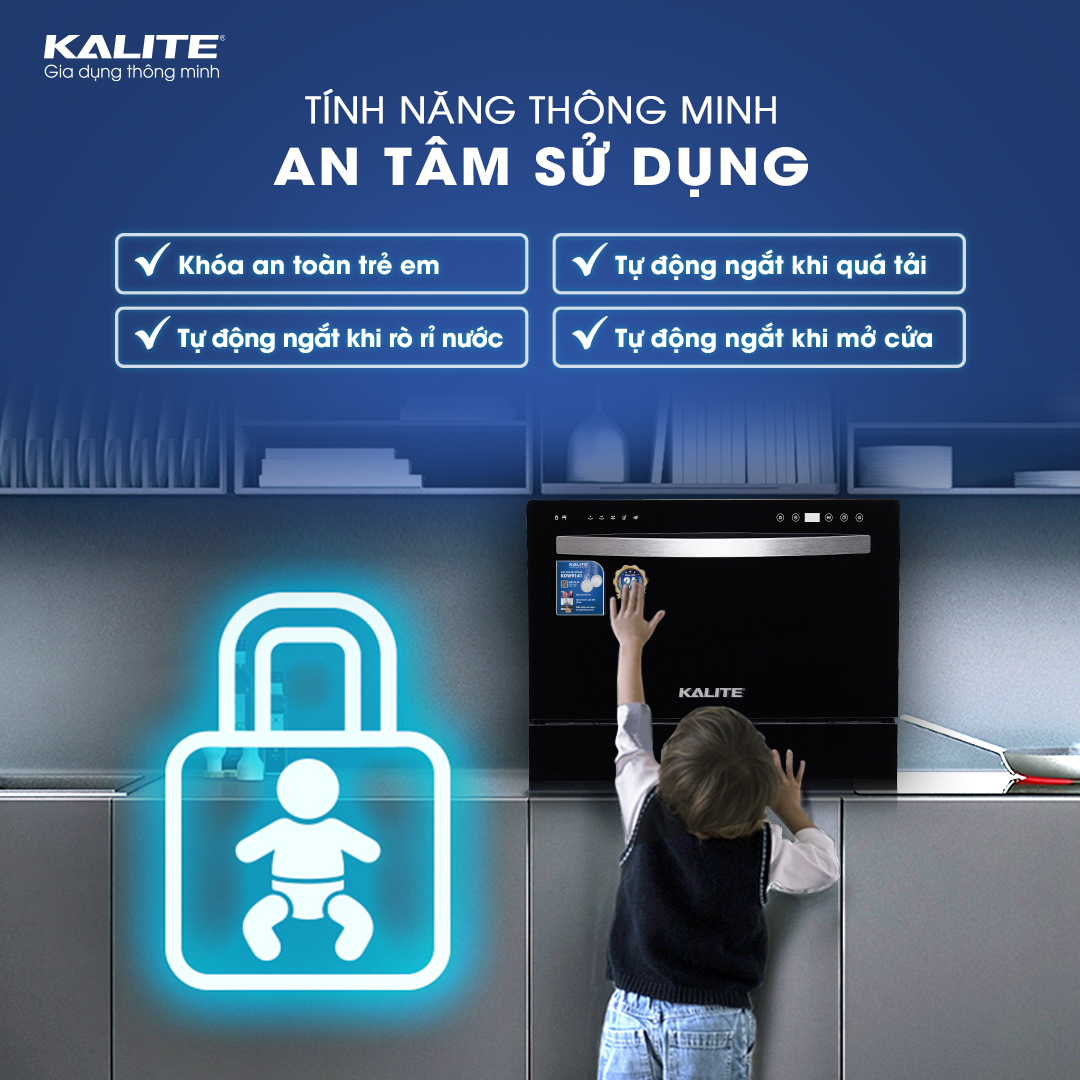 Máy rửa bát KALITE KDW9141 dung tích lớn, công suất mạnh làm sạch tối đa - Ảnh 10