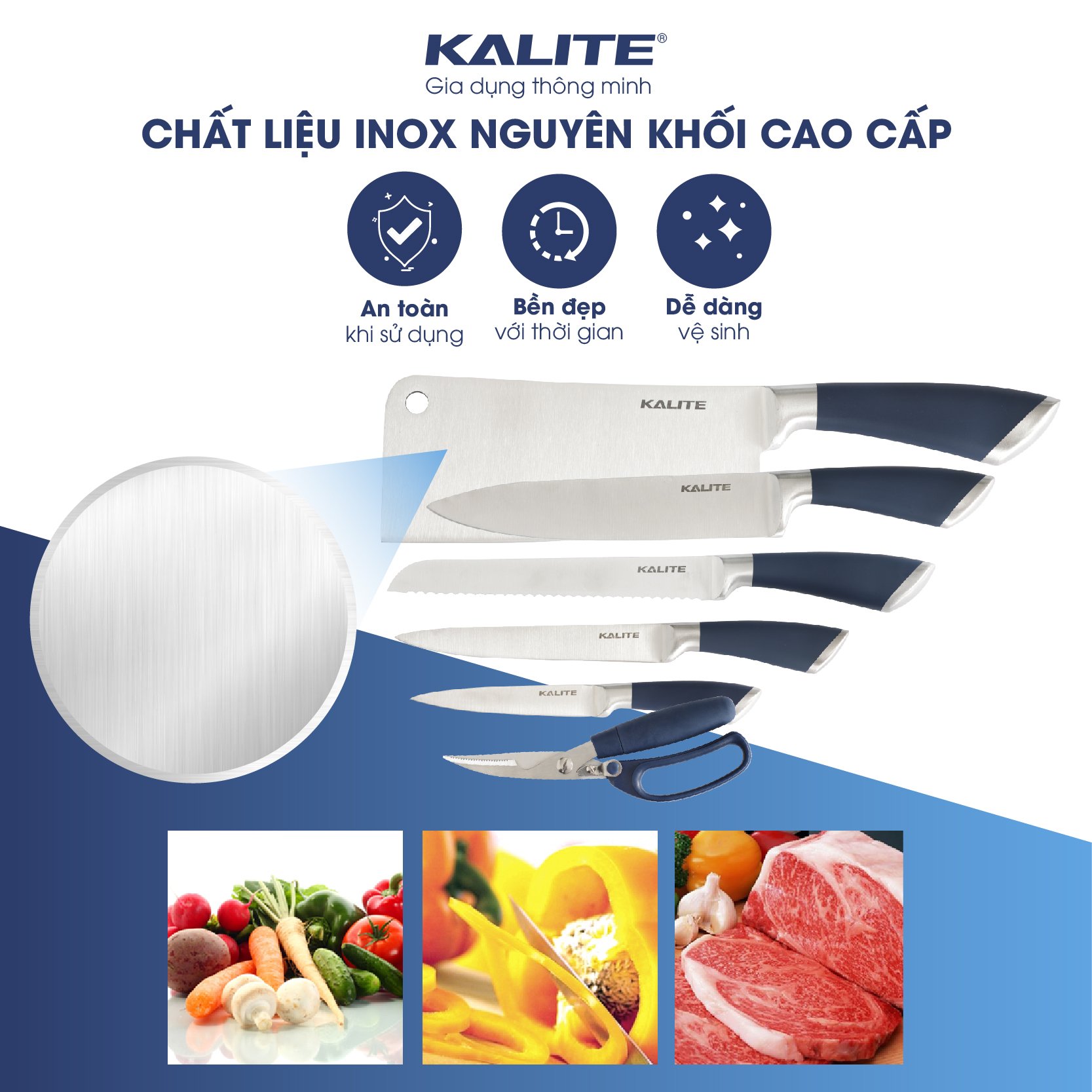 Bộ dao kéo cao cấp Kalite KL-190 inox nguyên khối - Ảnh 5