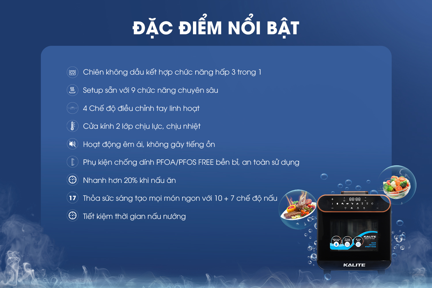 Nồi chiên hơi nước KALITE STEAM PRO 15 lít, 3 trong 1 - Ảnh 11