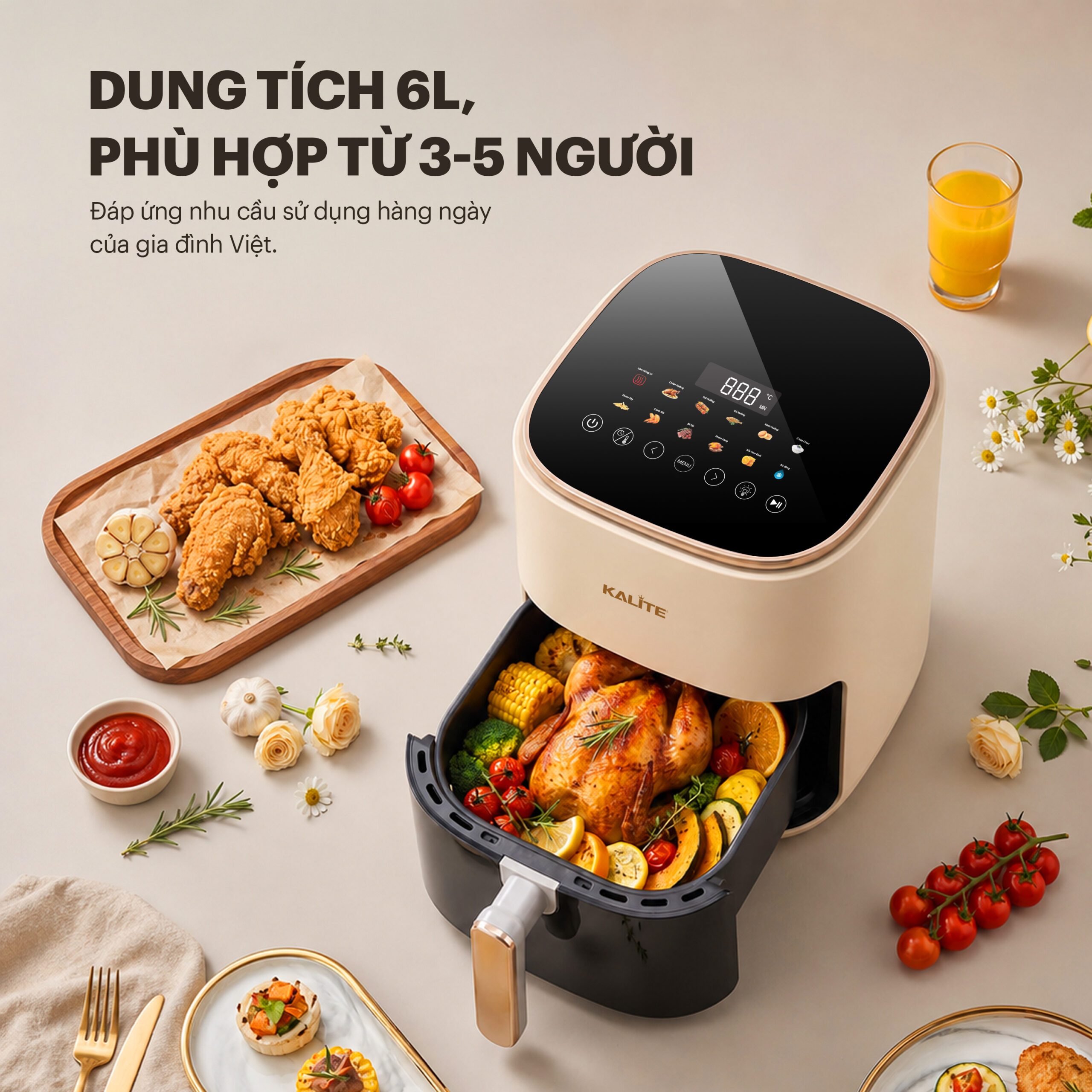 Nồi chiên không dầu 6L Kalite KL6100 – Chiên nướng ít dầu, nấu ăn tiện lợi (Hàng trả bảo hành) (Bản sao) - Ảnh 9