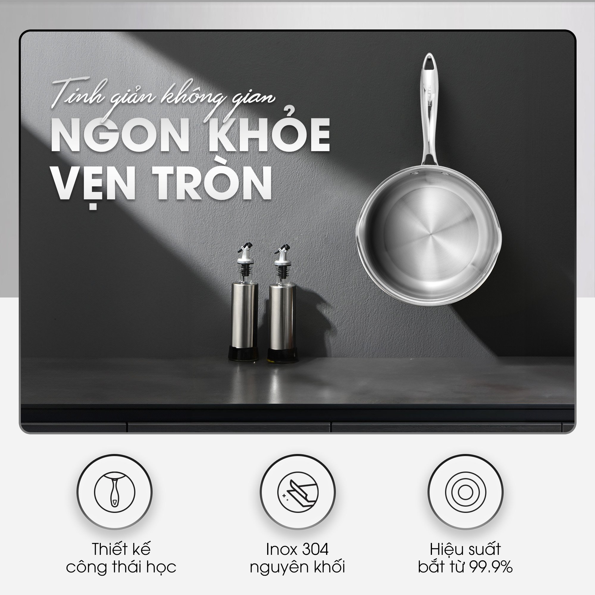 Chảo inox nguyên khối TRIPRO KALITE KL826V chống dính tự thân - Ảnh 3