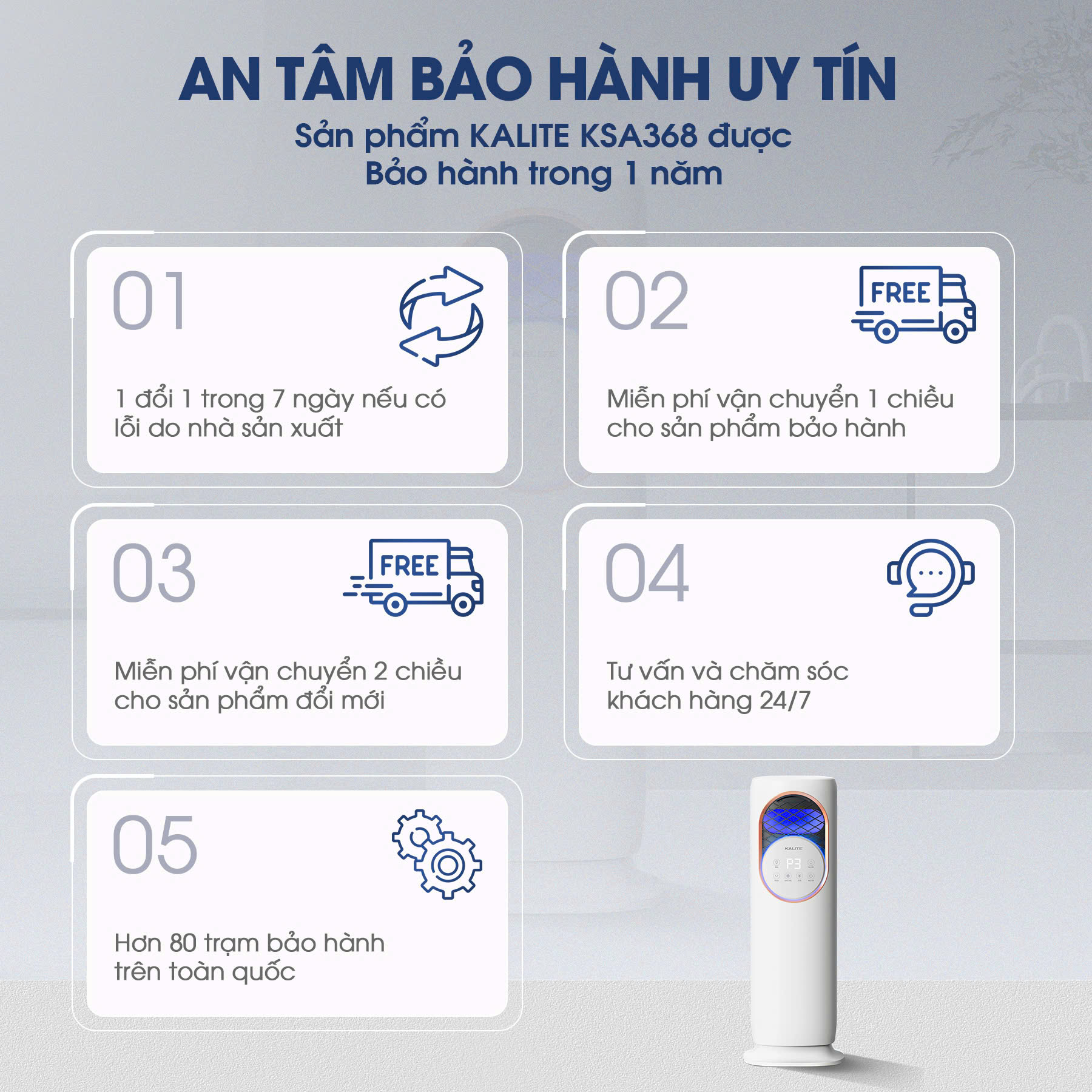 Quạt sưởi All in One KSA368 làm mát, sưởi, tạo ẩm, diệt khuẩn - Ảnh 15