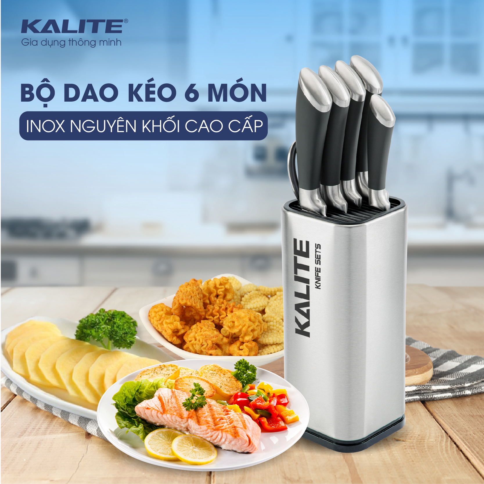 Bộ dao 6 món KALITE KL-191 Inox cao cấp, bền sắc