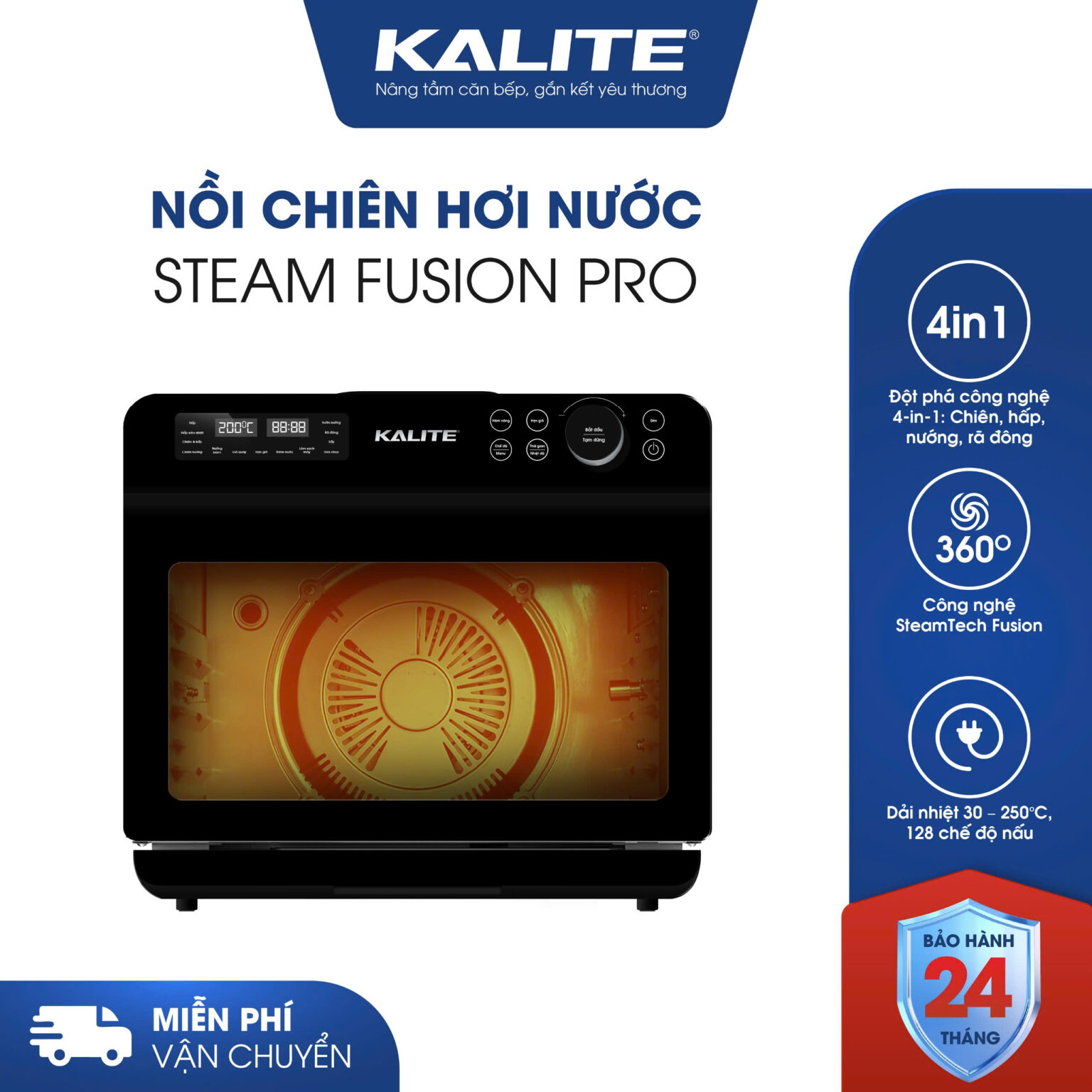 Nồi chiên hơi nước KALITE STEAM FUSION PRO, 4in1 - 20L - Ảnh 2
