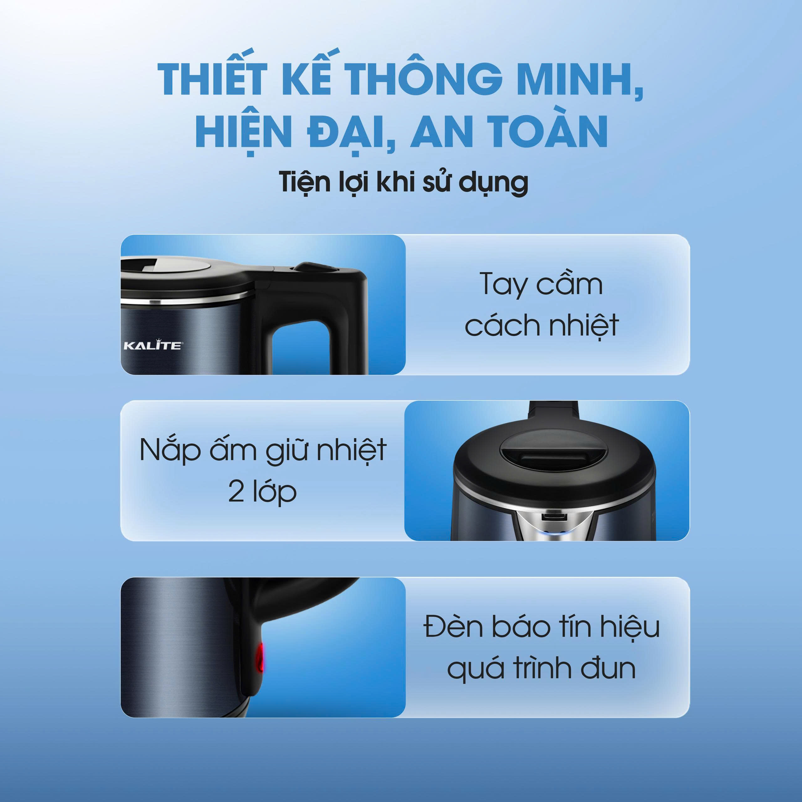 Ấm siêu tốc KALITE Aqua 18, dung tích 1,8L, inox 304, vỏ 2 lớp cách nhiệt - Ảnh 4