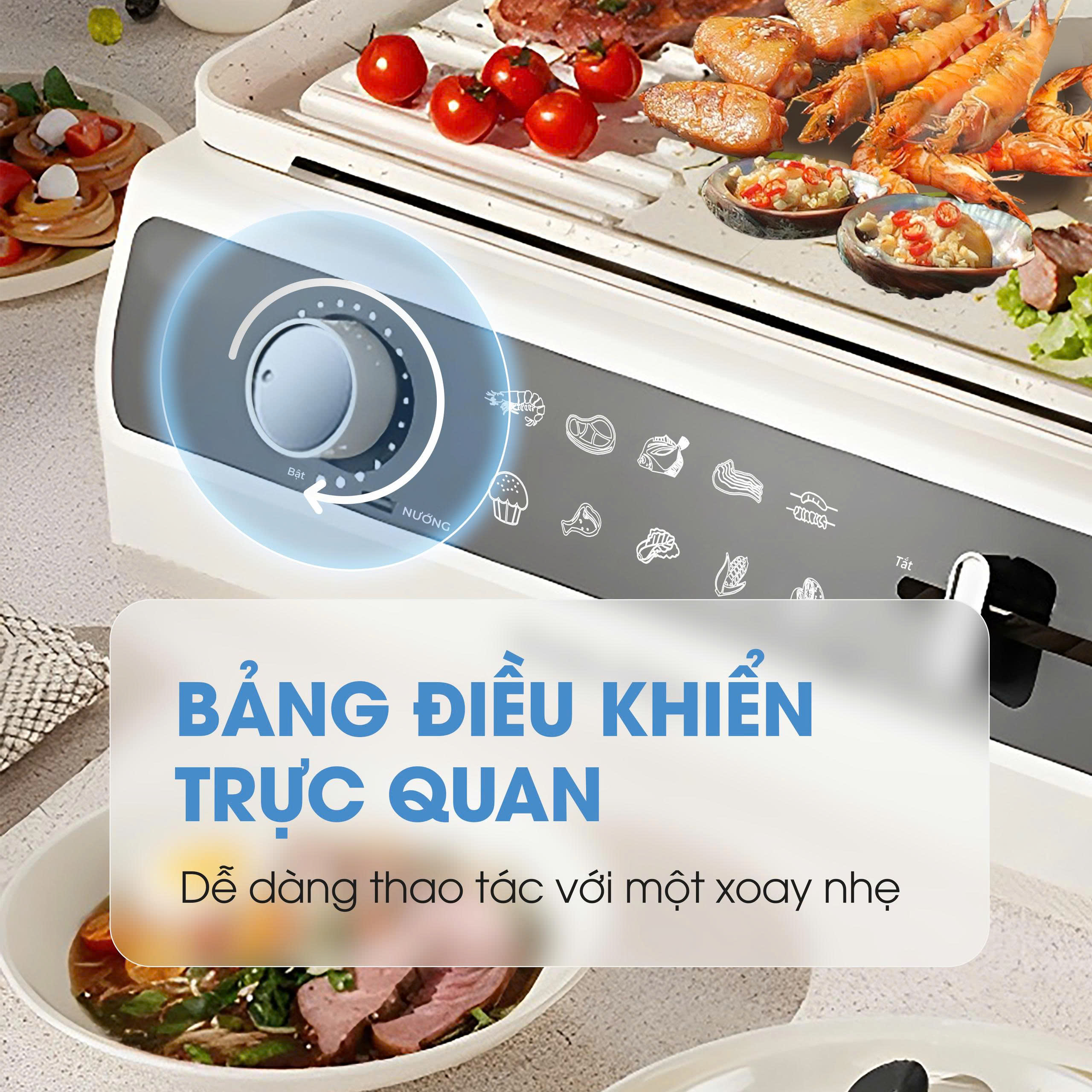 Nồi lẩu nướng 2in1 KALITE KLG555, CS 2200W, chống dính ceramic - Ảnh 5