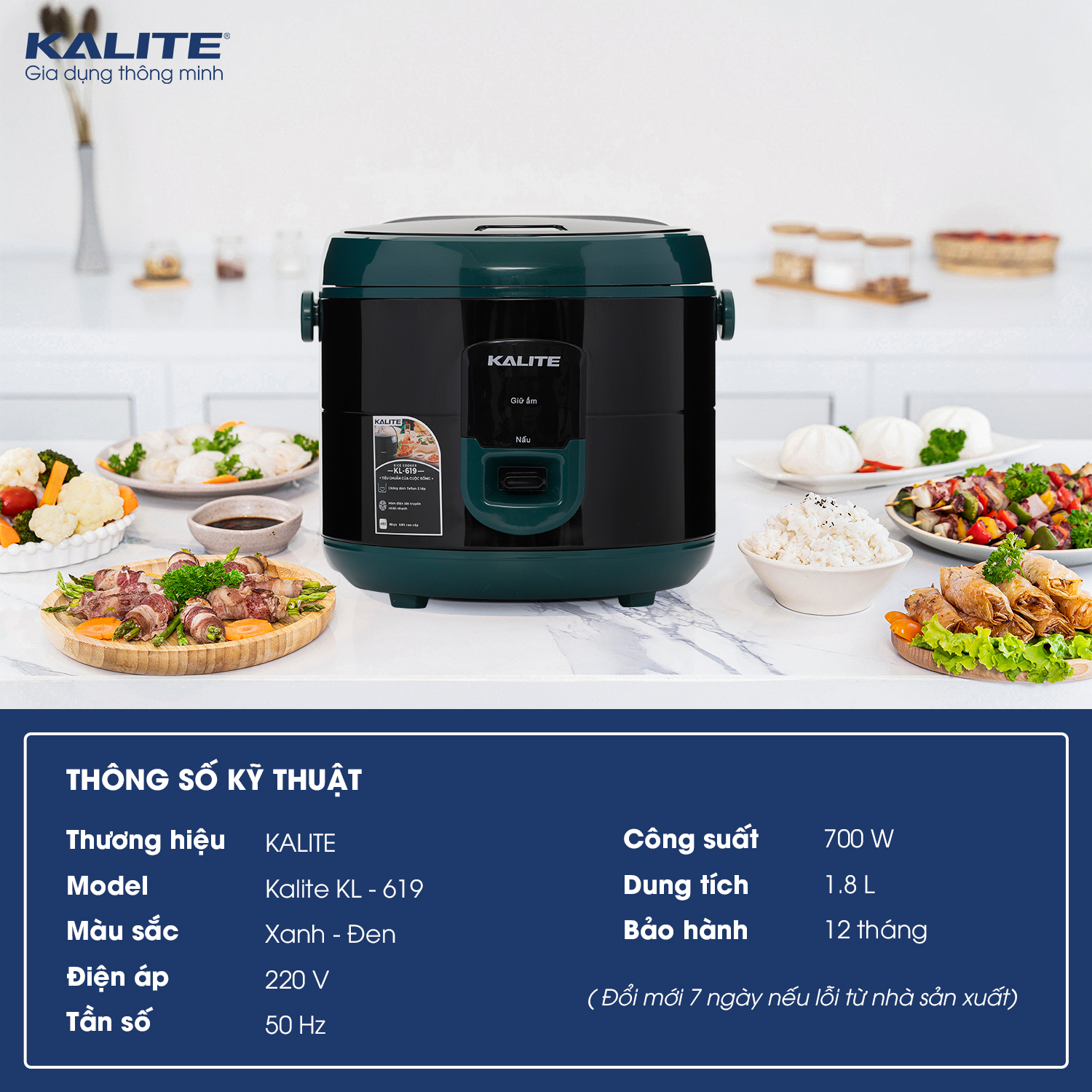 Nồi cơm điện KALITE KL-619 công nghệ Hàn Quốc 1,8L - Ảnh 2