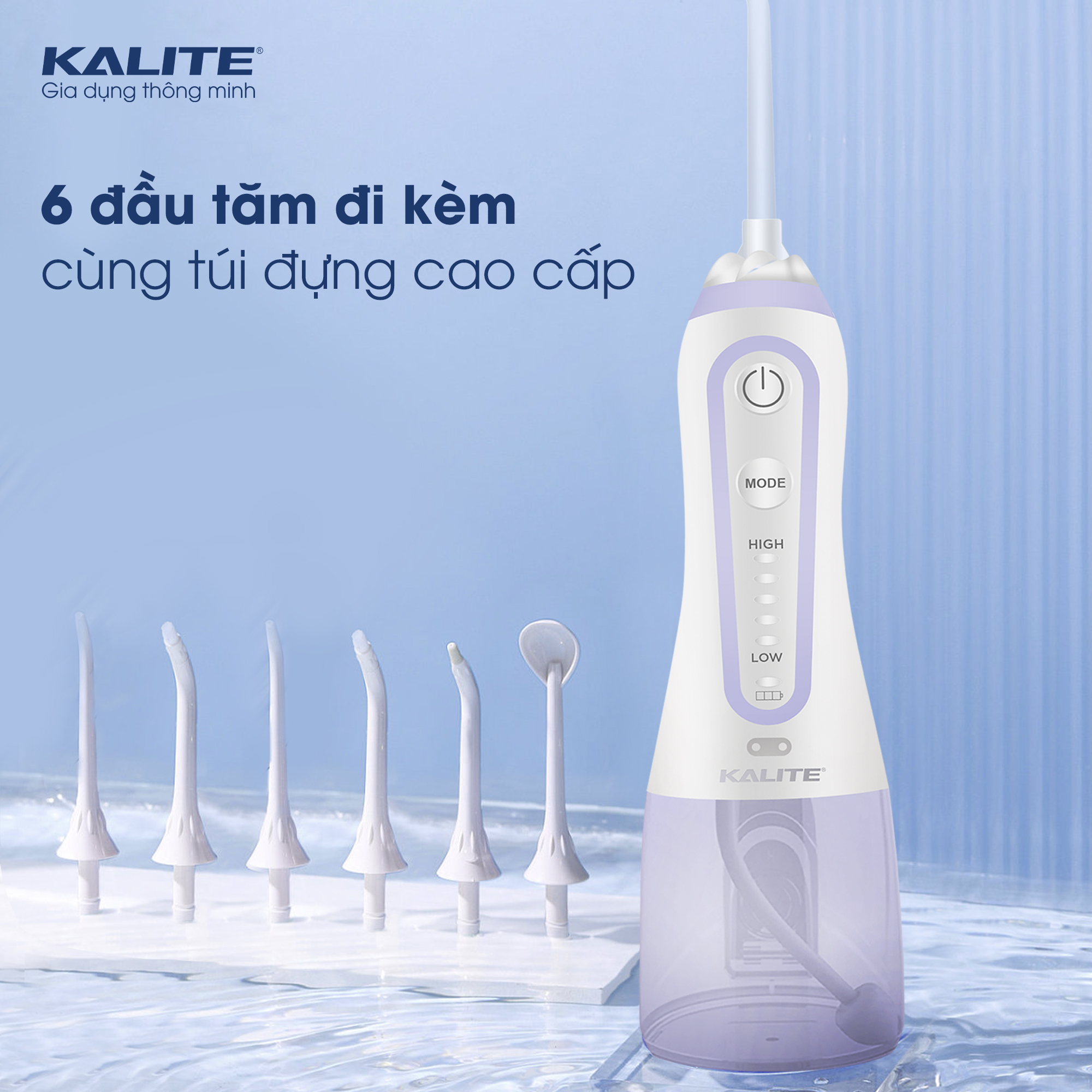 Máy tăm nước KALITE KHF06 làm sạch răng miệng 6 đầu đi kèm - Ảnh 6