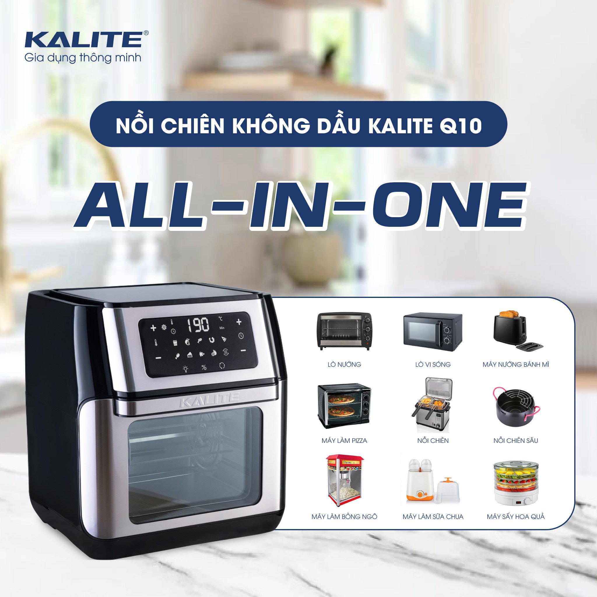 Nồi chiên không dầu KALITE Q10 10 lít, trục xiên quay, nhiều phụ kiện - Ảnh 9