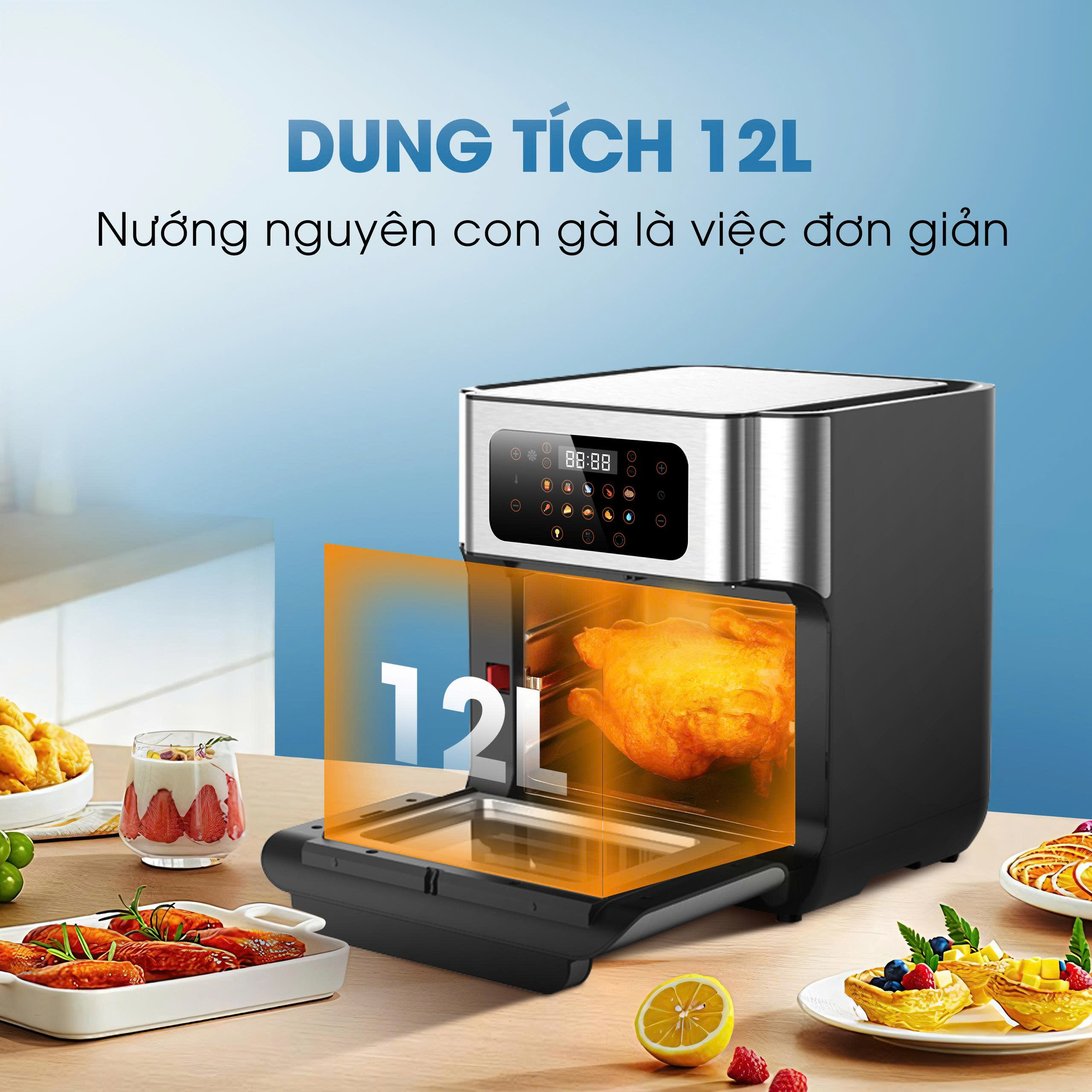 Nồi chiên không dầu KALITE Air Pro, dung tích 12L, khoang inox 304 - Ảnh 4