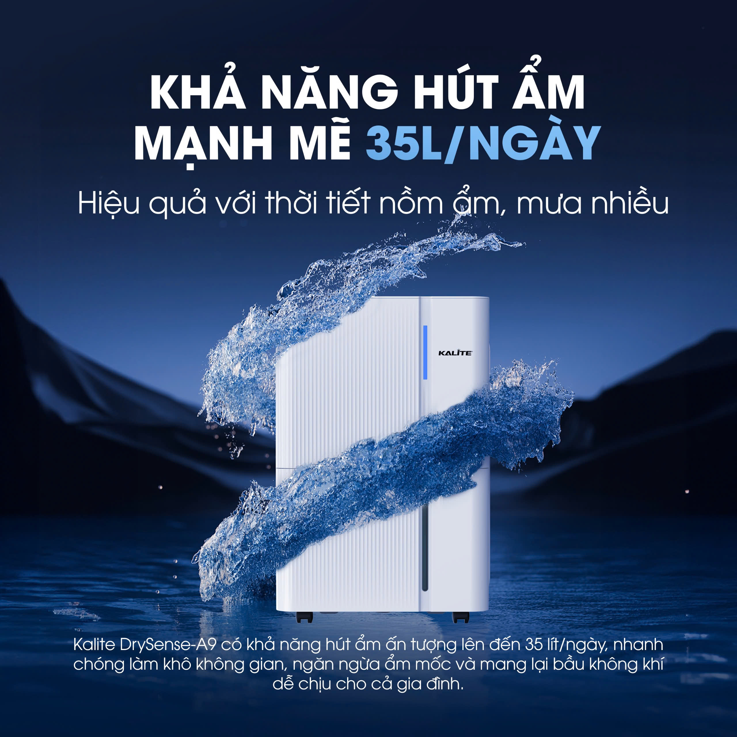 Máy hút ẩm Kalite Drysense-A9 công nghệ Ion âm giảm âu lo - Ảnh 6