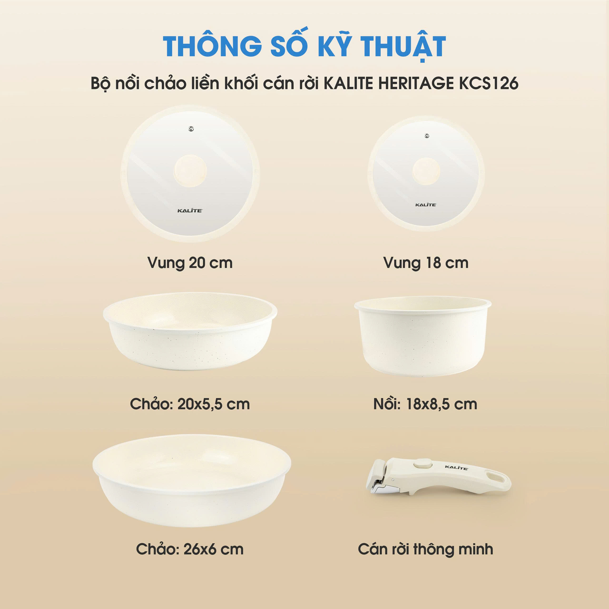 Bộ nồi chảo cán rời Kalite Heritage KCS126 thiết kế 6 món - Ảnh 6